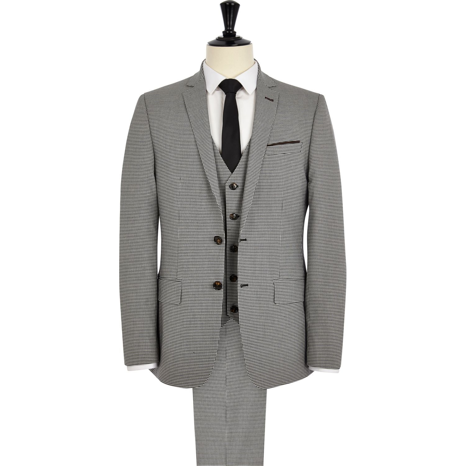 River Island Black And White Dogtooth Skinny Suit Jacket for Men - Lyst