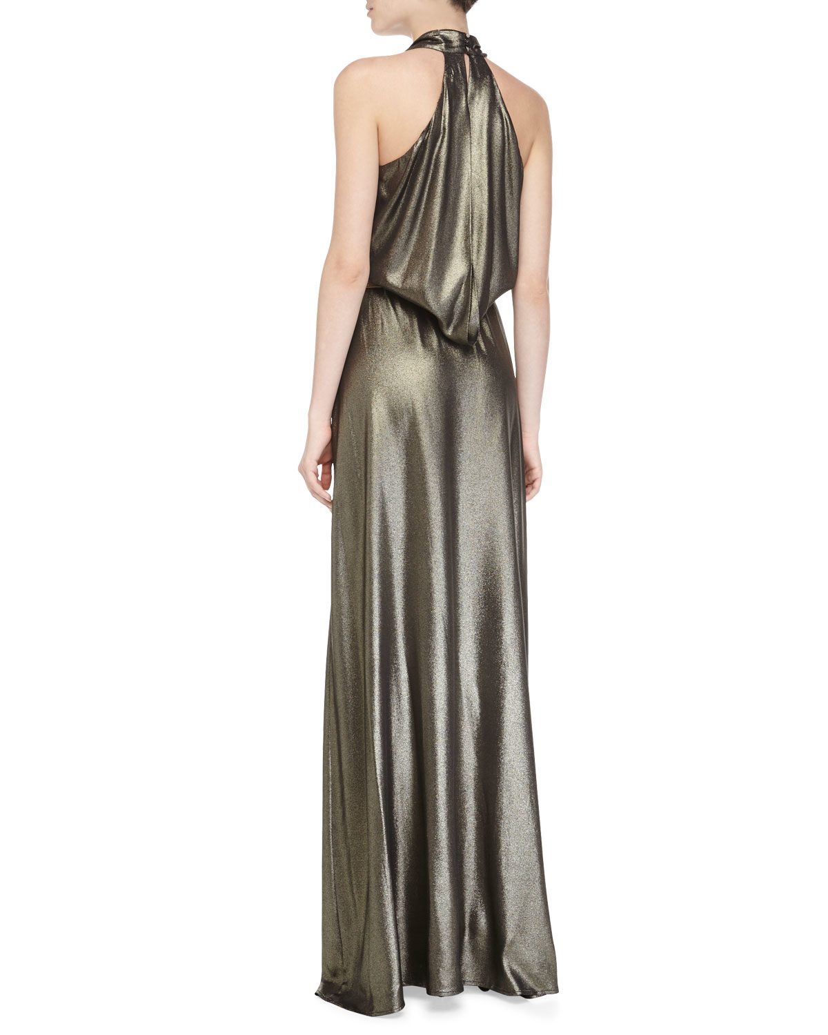 Lyst - Nicole Miller Sleeveless Metallic Evening Gown in Metallic