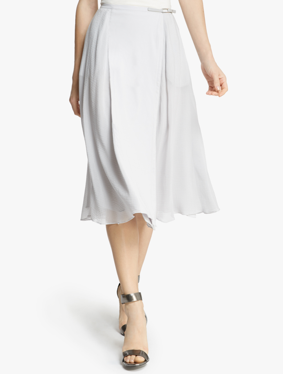 Lyst - Halston Midi Flowy Skirt in Gray