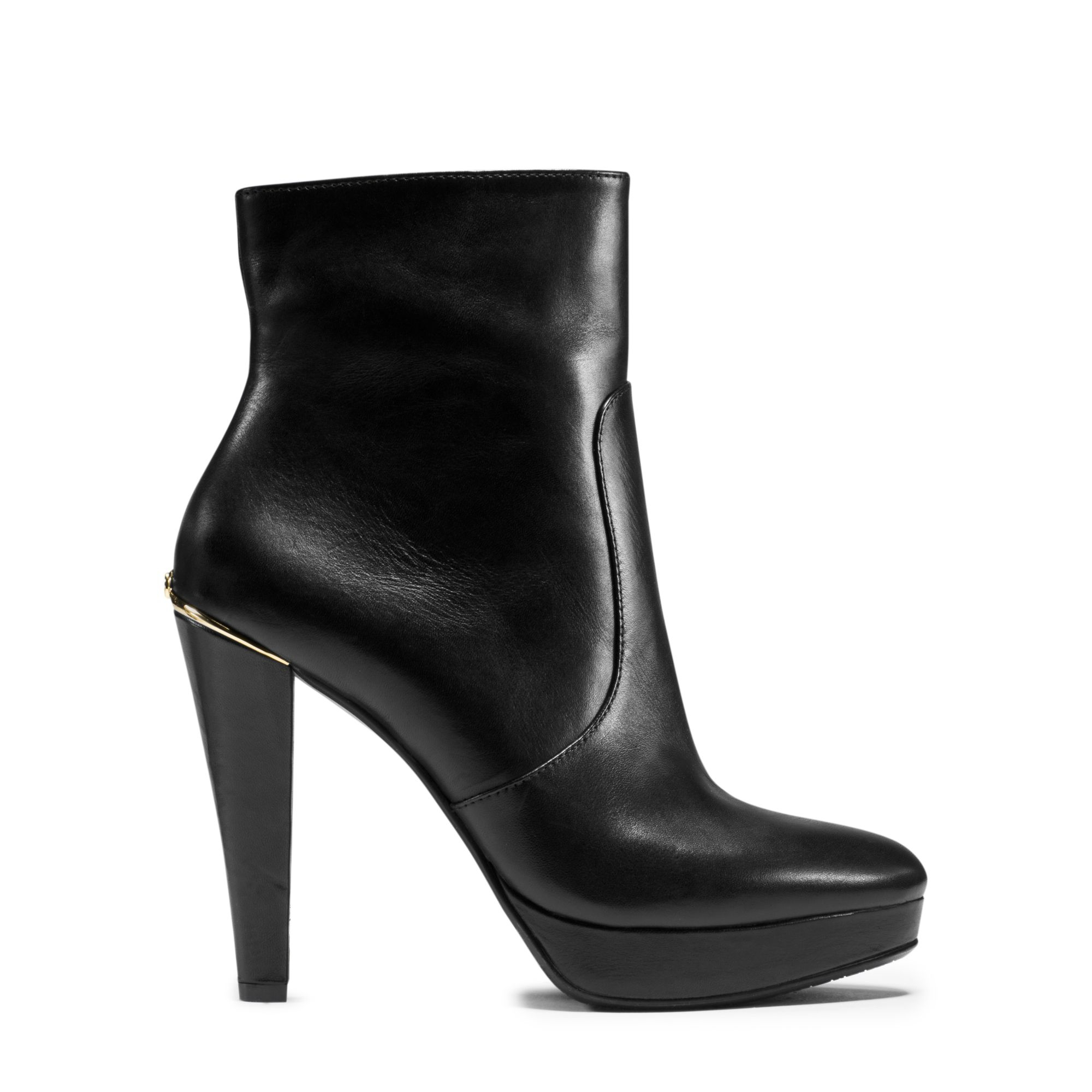 Lyst - Michael Kors Georgia Leather Platform Ankle Boot in Black