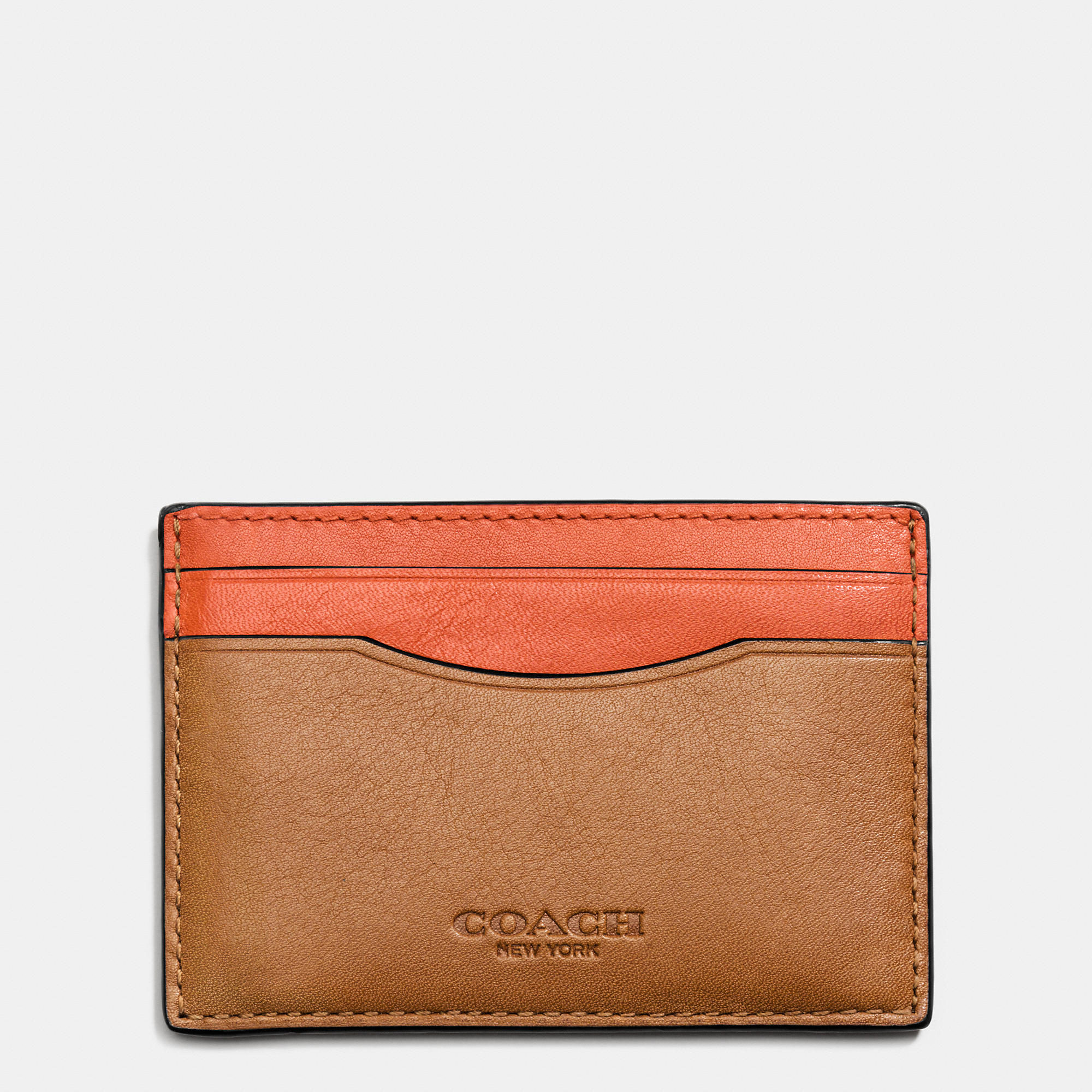 coach saddlecarmine card case in sport calf leather product 0 958354151 normal