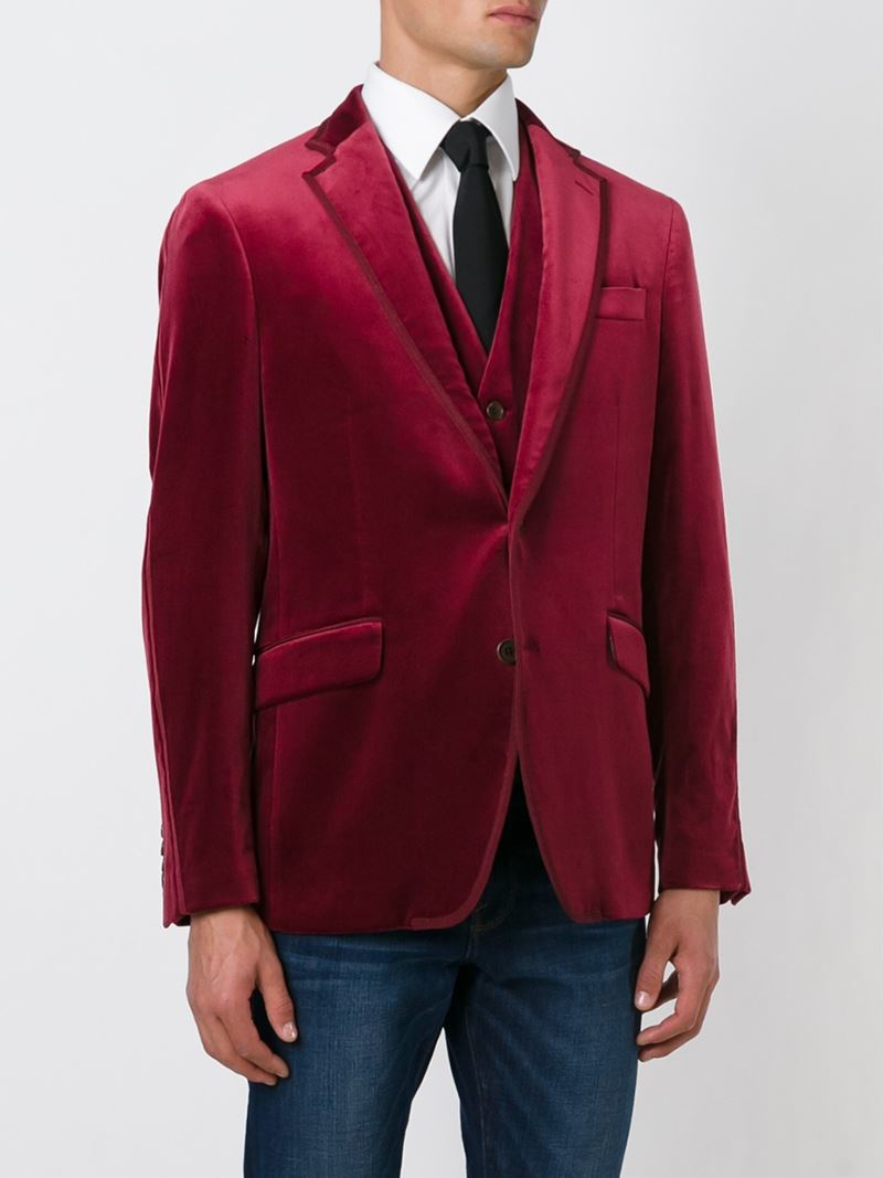 Lyst - Etro Velvet Blazer in Red for Men