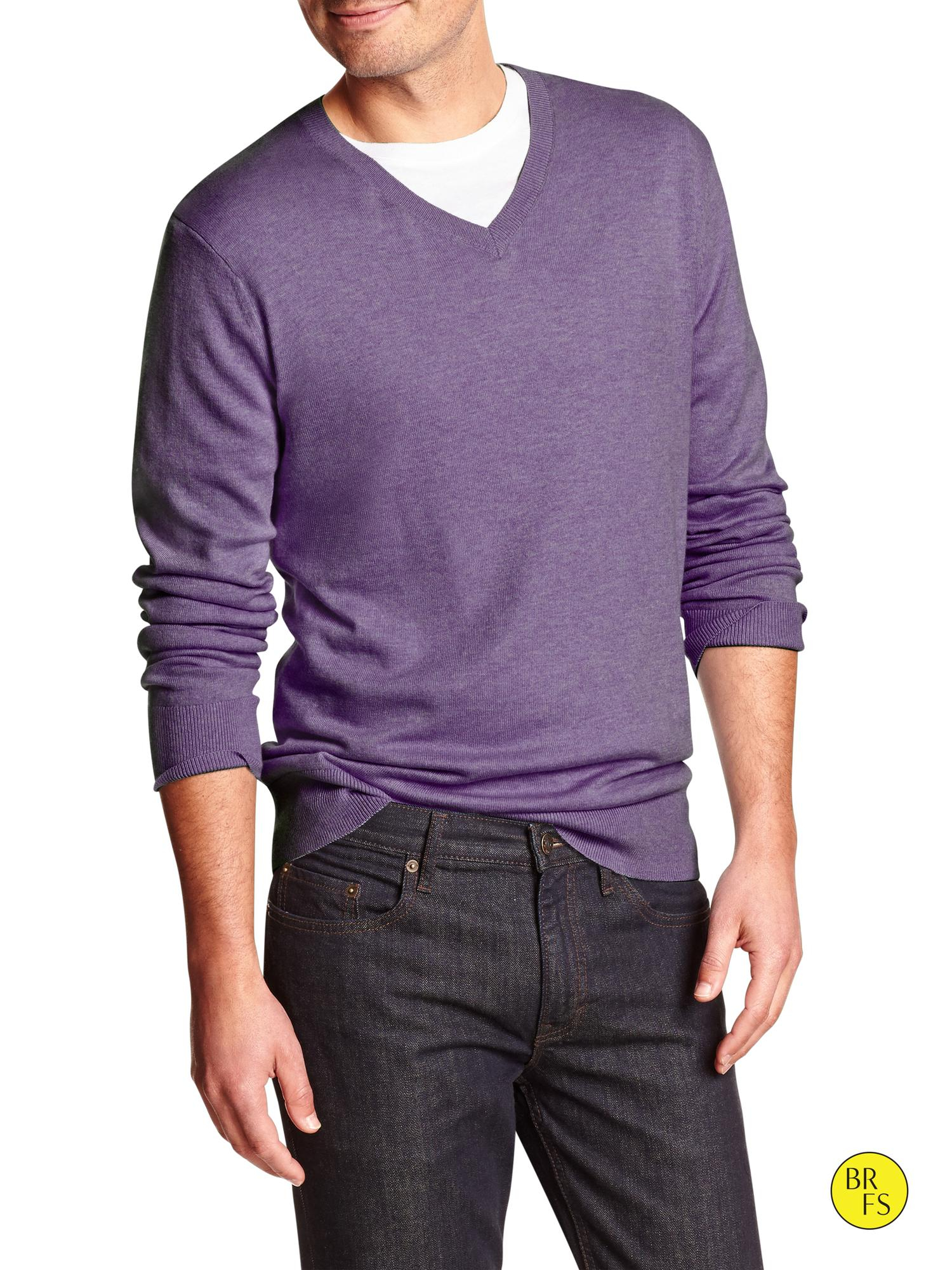 Banana republic Factory Classic V-neck Sweater in Purple for Men | Lyst