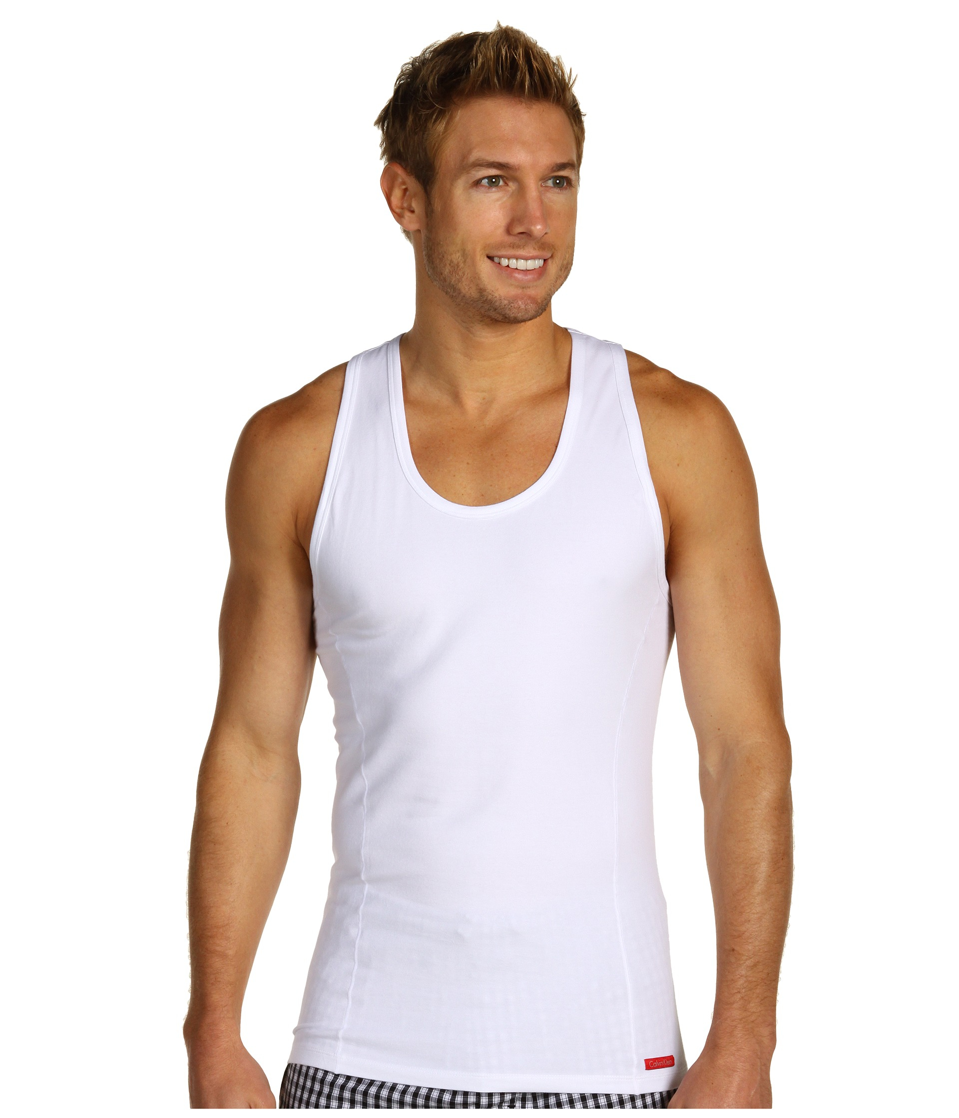 Calvin klein Pro Stretch Slim Fit Tank in White for Men | Lyst