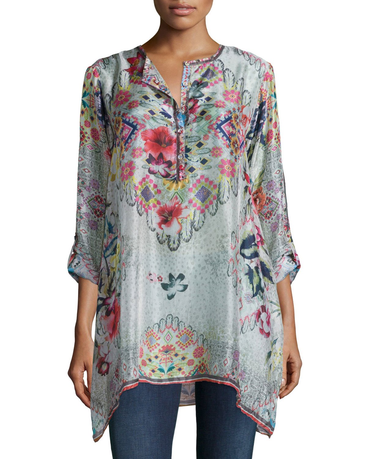 Lyst - Johnny Was Livelli Long-sleeve Printed Tunic