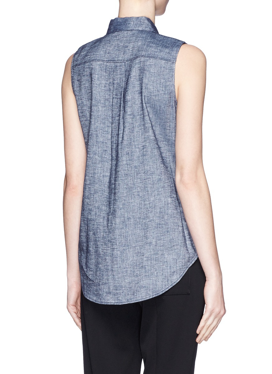 sleeveless linen tops uk