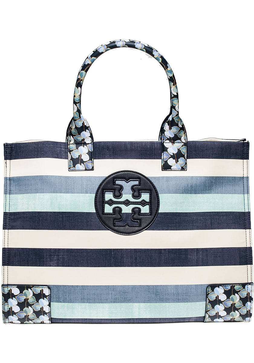 Lyst - Tory Burch Ella Printed Tote Harbor Stripe Combo in Blue