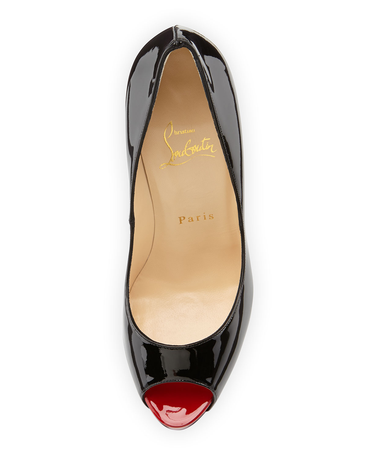 Christian louboutin Very Prive Patent Peep-Toe Pumps in Black ...  