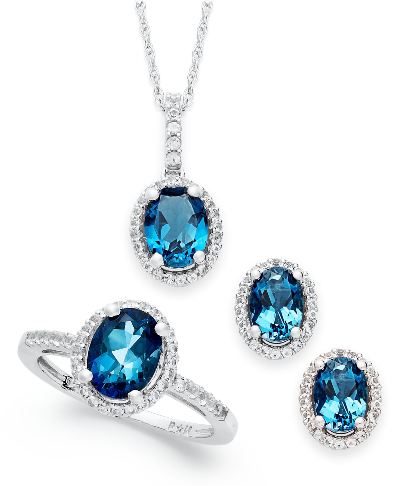 Macy's London Blue Topaz (1-3/8 Ct. T.w.) And Diamond (1/8 Ct. T.w ...