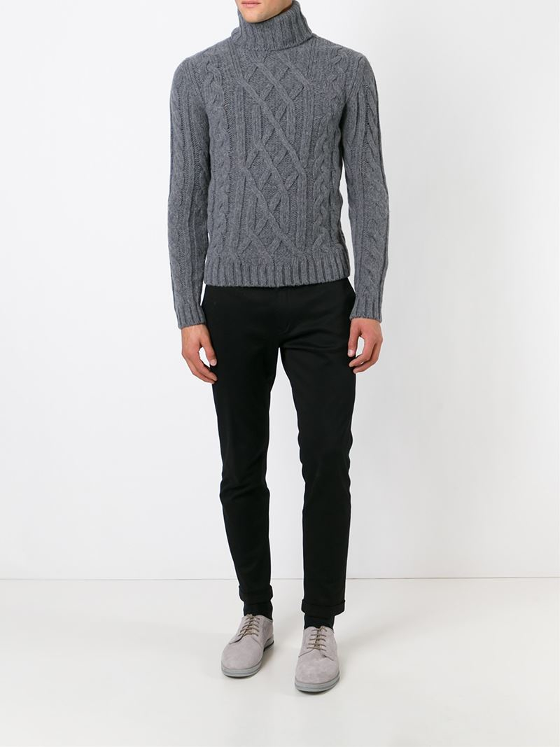 Lyst - Woolrich Cable Knit Turtleneck Sweater in Gray for Men