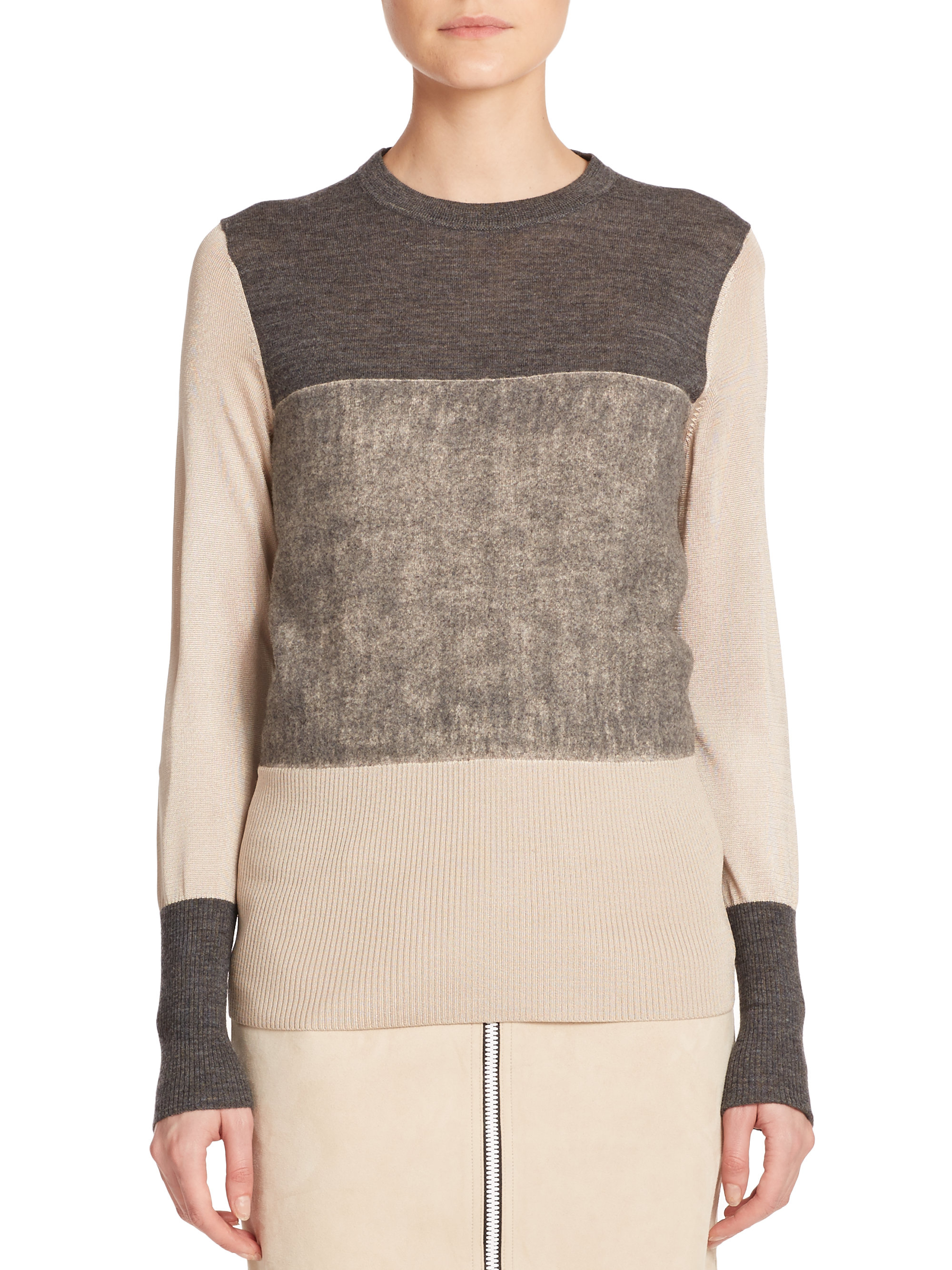 Lyst - Rag & Bone Marissa Textured Colorblock Sweater in Gray