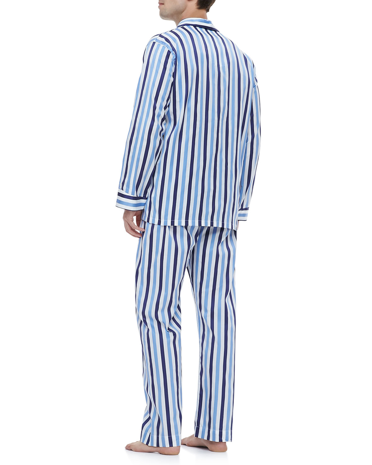 Lyst - Derek Rose Pajama Set Blue Stripe for Men