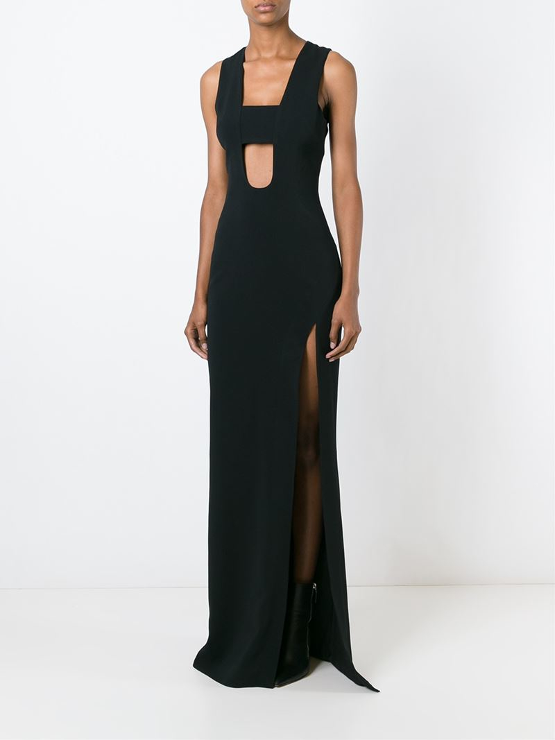 Lyst - David Koma Low-cut Chest Strap Dress in Black