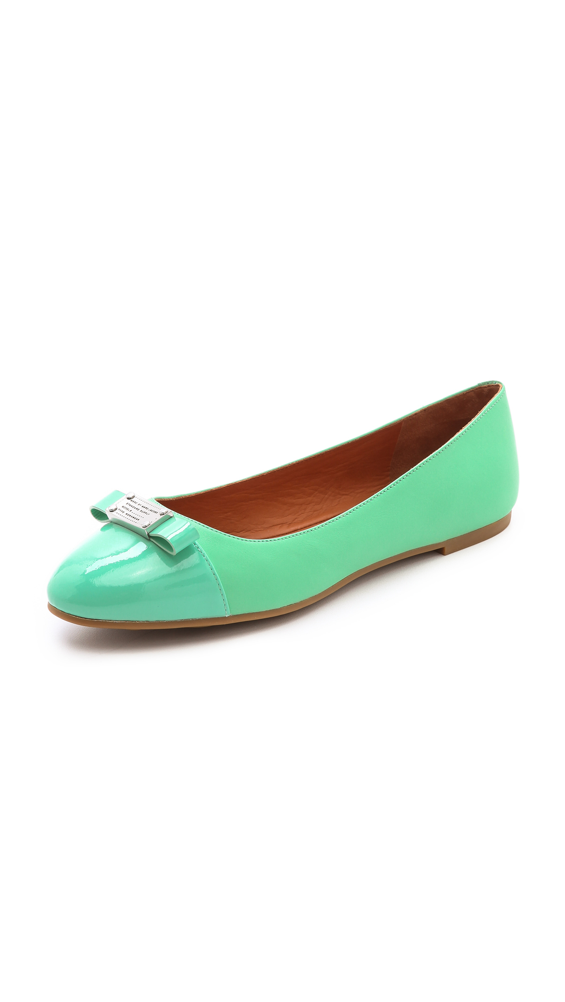 Marc by marc jacobs Tuxedo Logo Plaque Ballet Flats in Green | Lyst