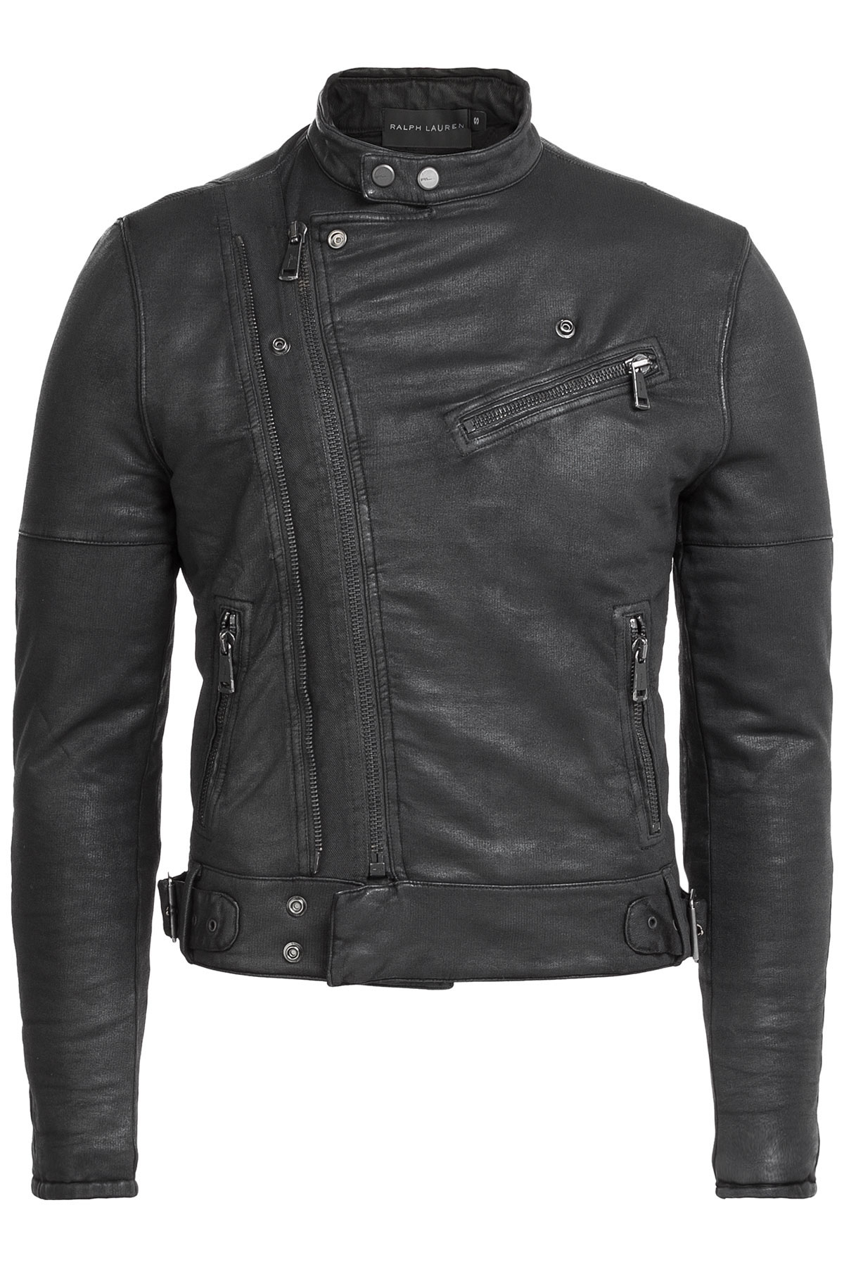 Lyst - Ralph Lauren Black Label Cotton Biker Jacket - Black in Black