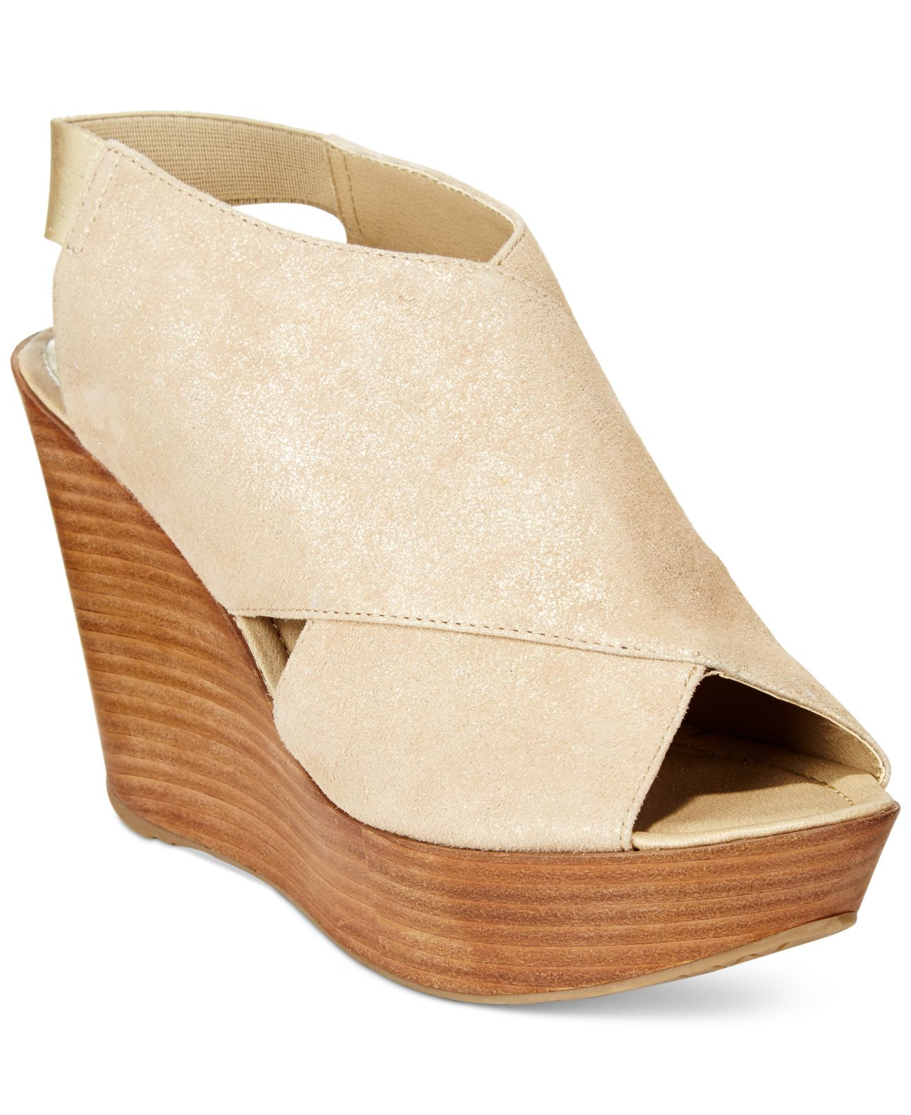 Kenneth Cole Reaction Sole Safe Platform Wedge Sandals In Beige Platinum Lyst 0625