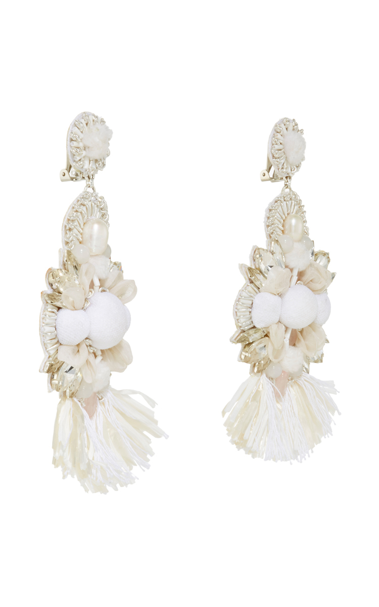 Lyst Ranjana Khan Raffia Fan Flower Earrings In White Gallery