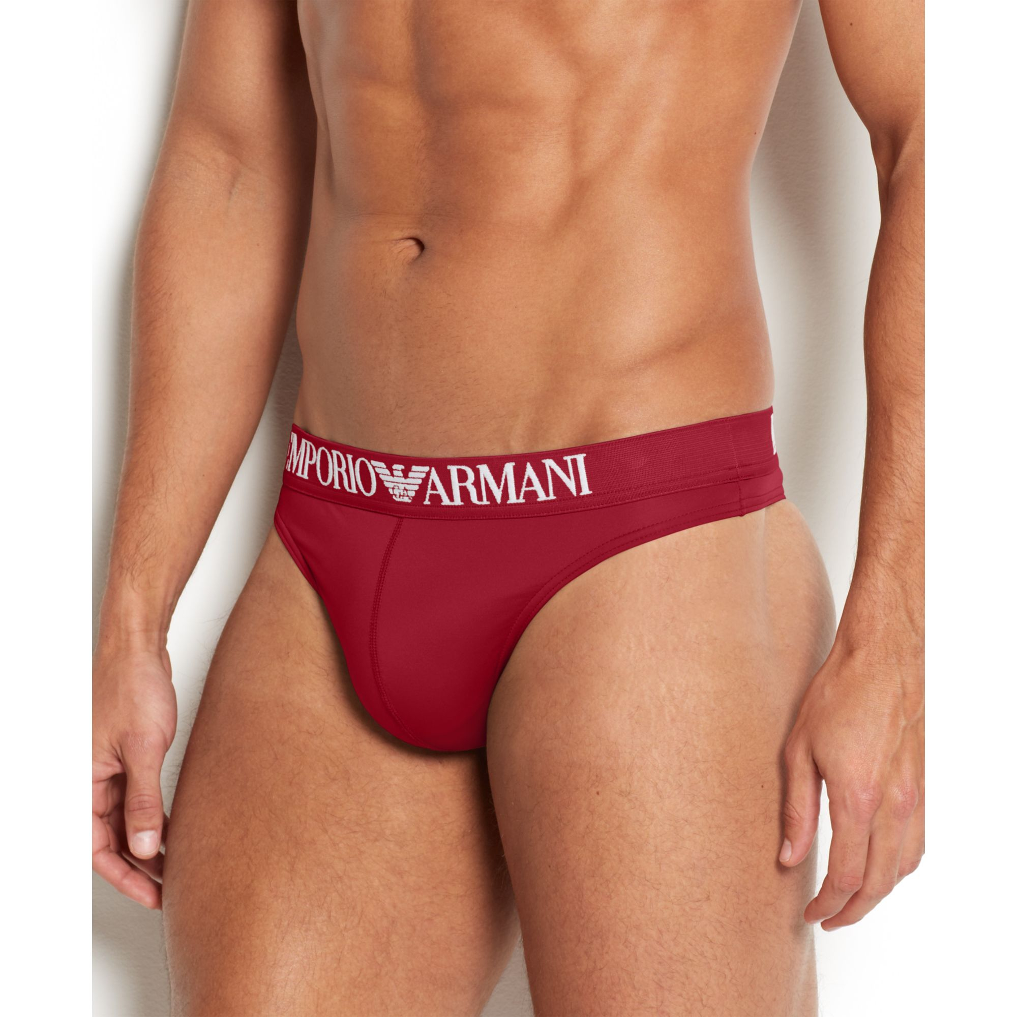 Lyst Emporio Armani Mens Microfiber Thong in Red for Men