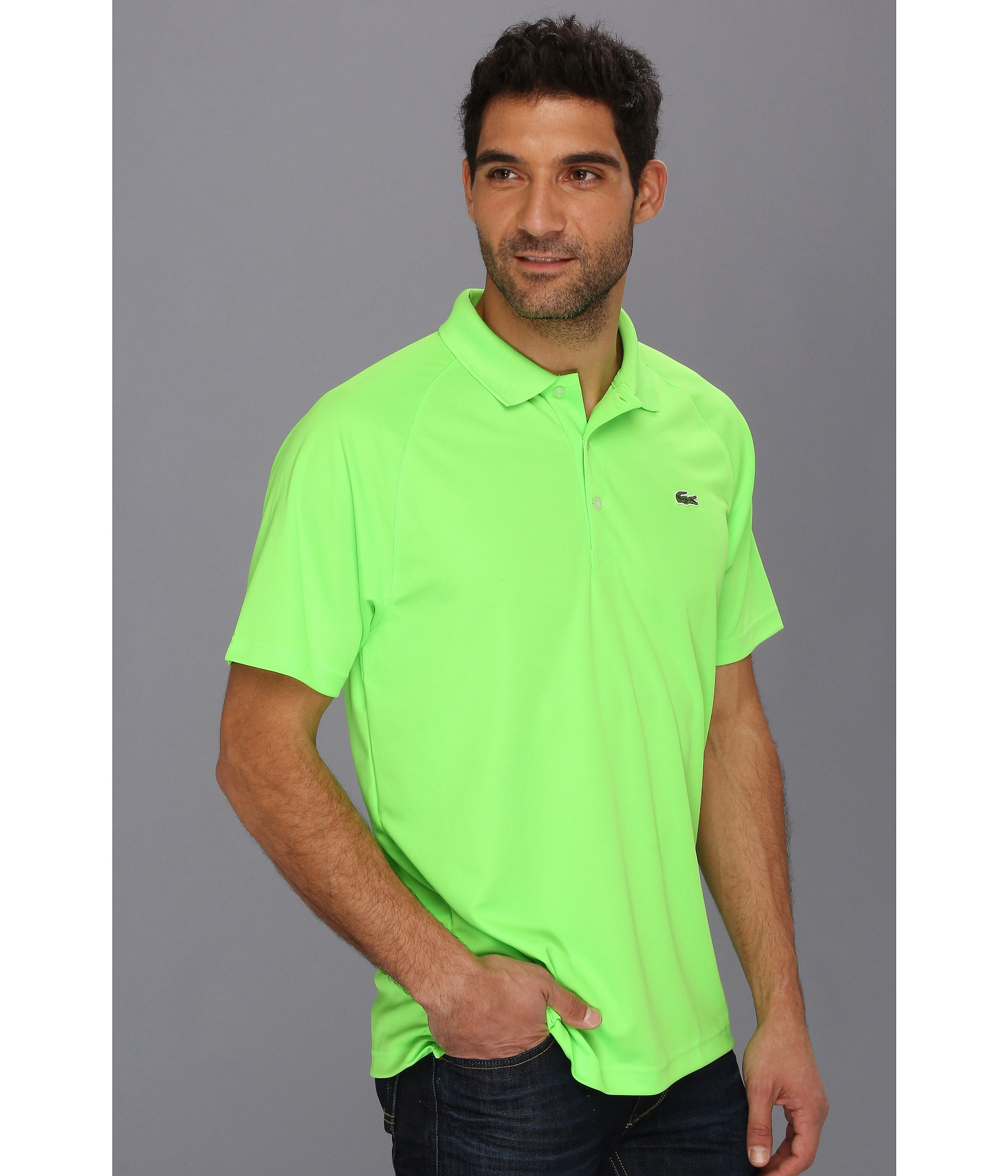 Lacoste Ss Super Dry Raglan Sleeve Solid Polo Shirt in Green for Men ...