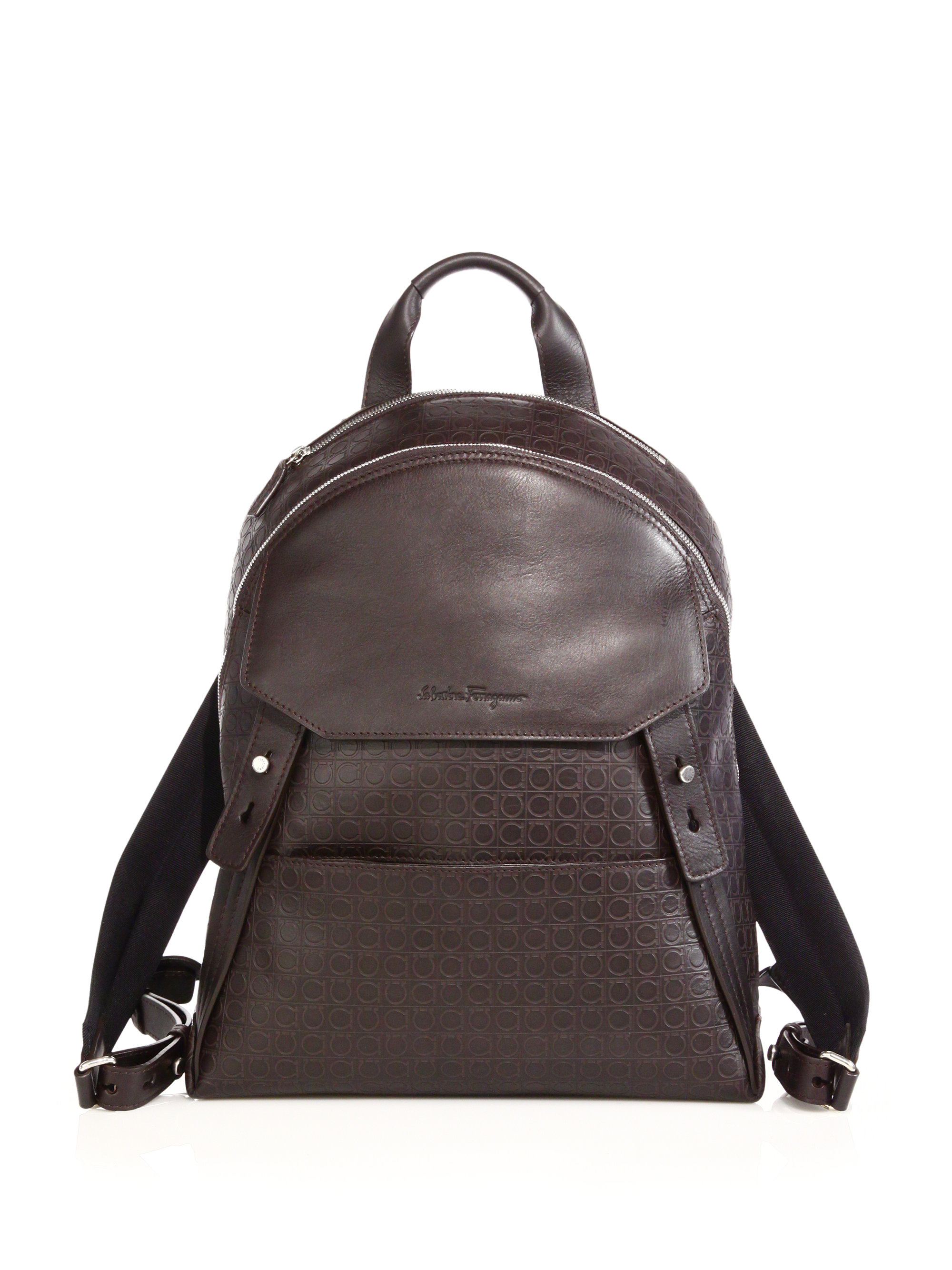 Lyst Ferragamo Gancio Stamped Leather Backpack in Brown for Men