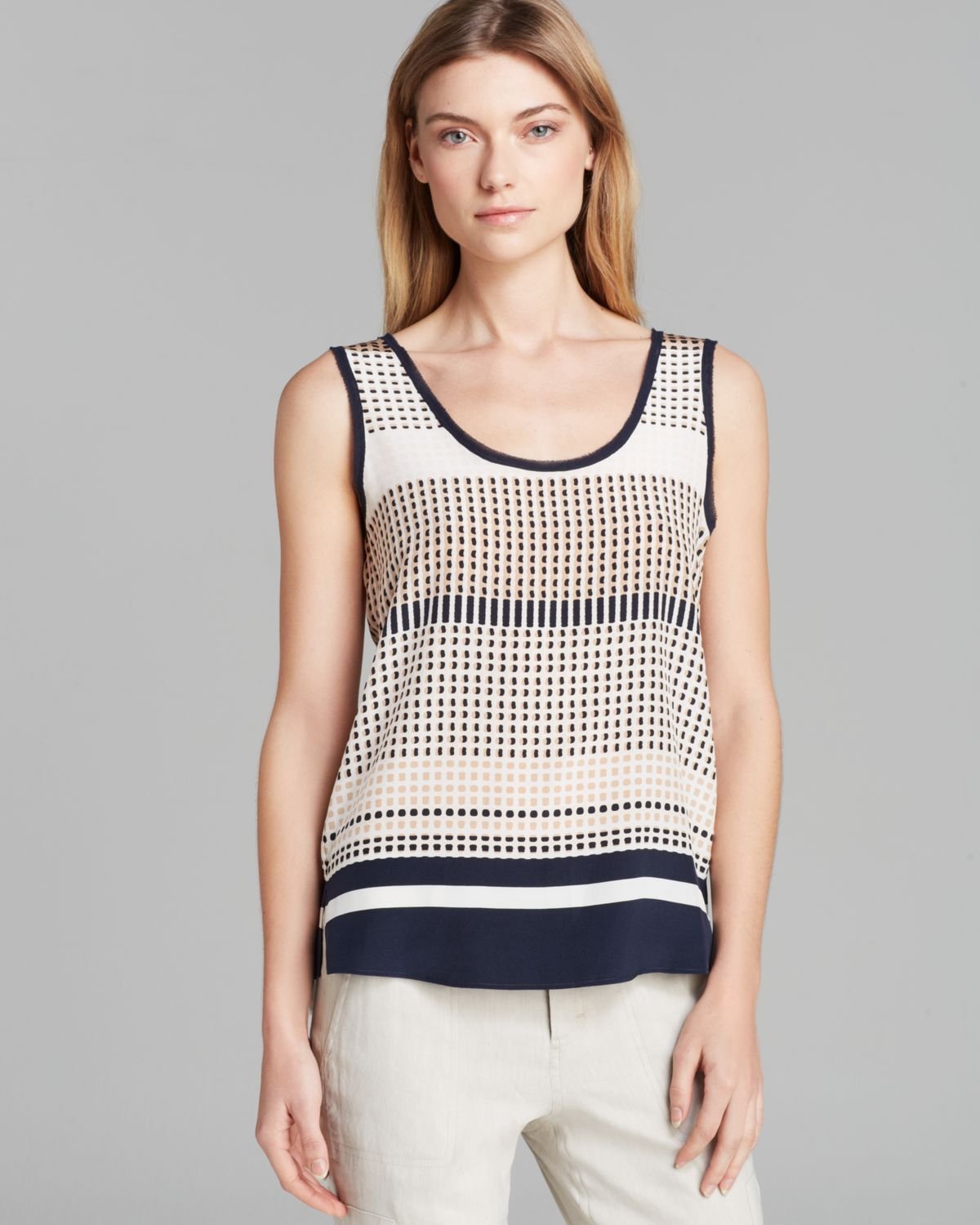 Vince Tank Printed Silk in Blue (Coastal Combo) | Lyst