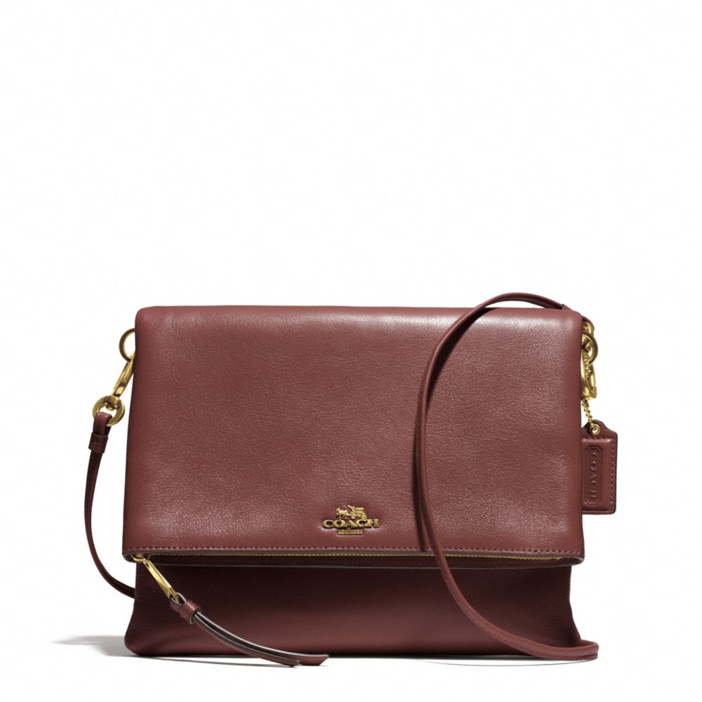 Coach Madison Foldover Crossbody in Leather in Brown | Lyst