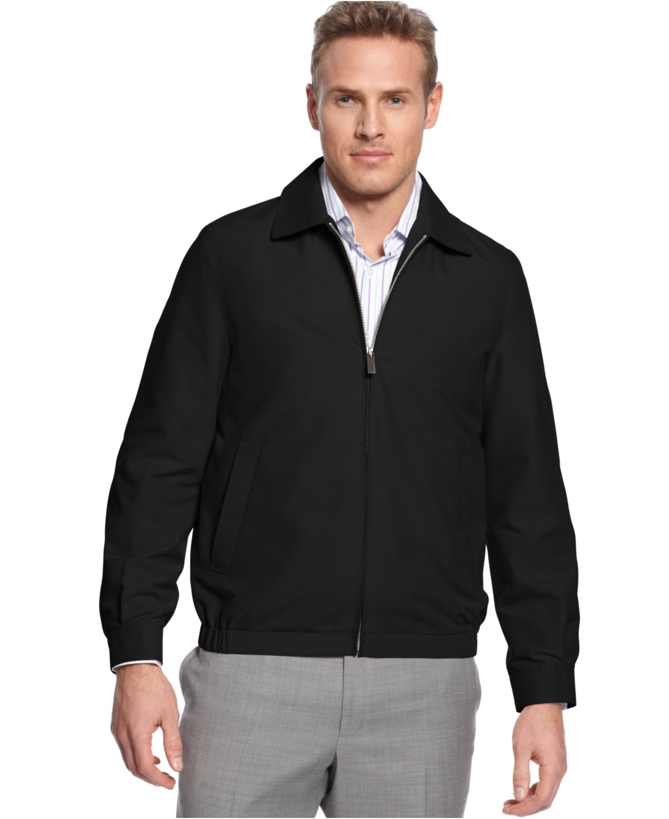 Perry ellis Portfolio Big And Tall Bomber Jacket in Black for Men | Lyst
