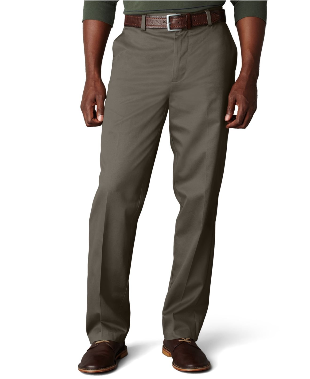 Dockers Signature Khaki Classic Fit Flat Front Pants in Natural for Men