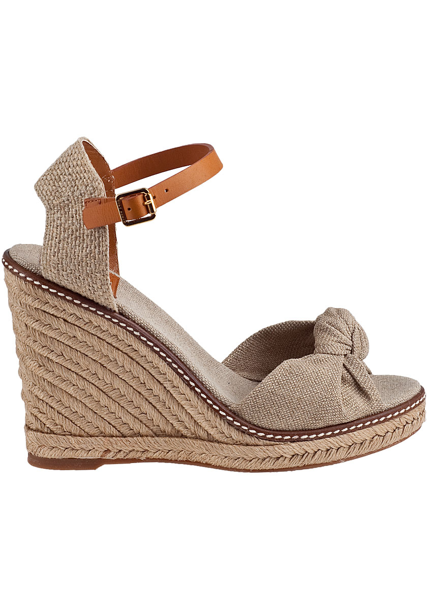 Tory burch Macy Linen Espadrille Wedge Sandals in Natural | Lyst