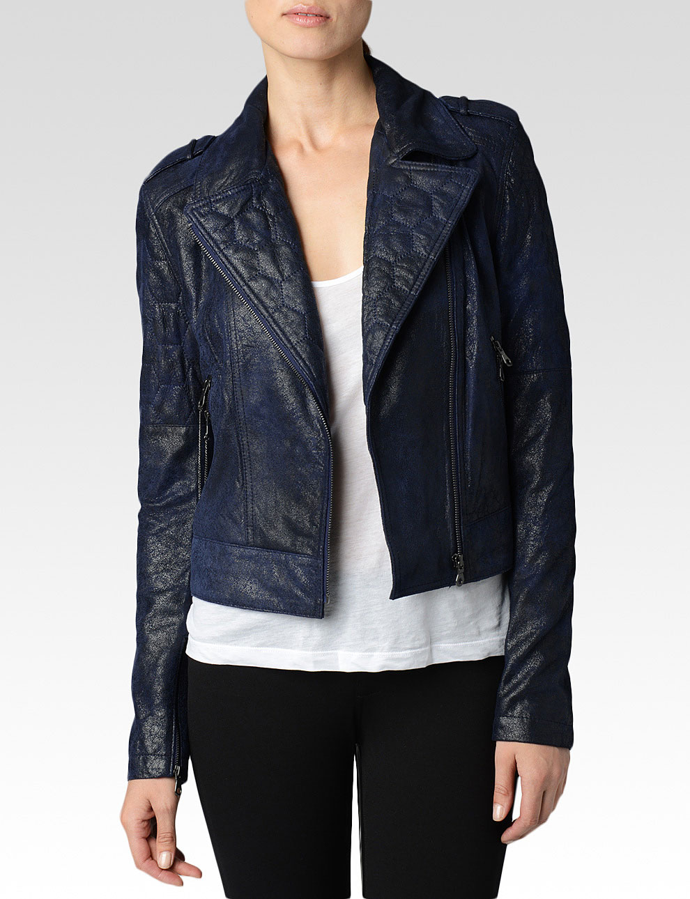 Lyst Paige Sacha Leather Jacket Night Star In Black Gallery