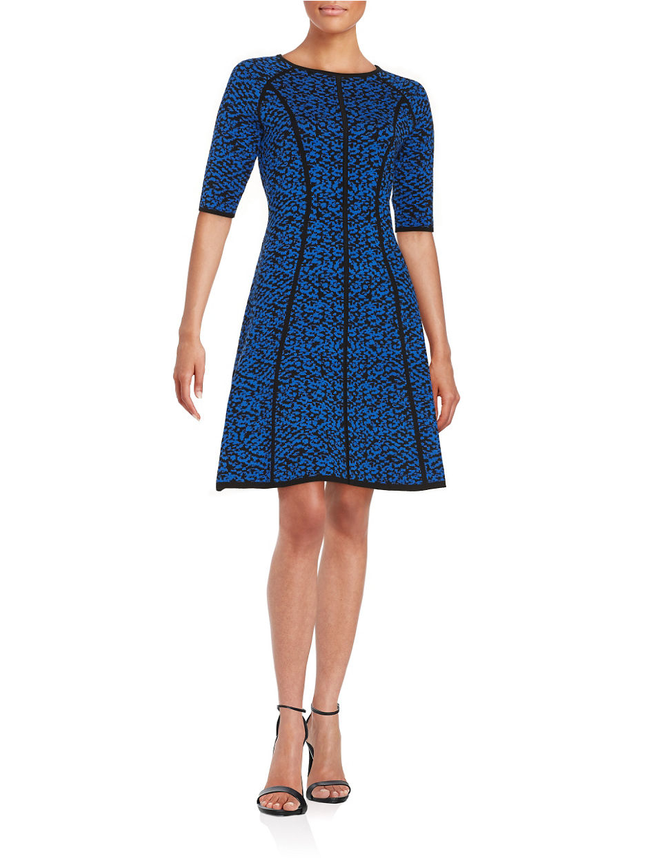 Karl lagerfeld Patterned A-line Sweater Dress in Blue | Lyst