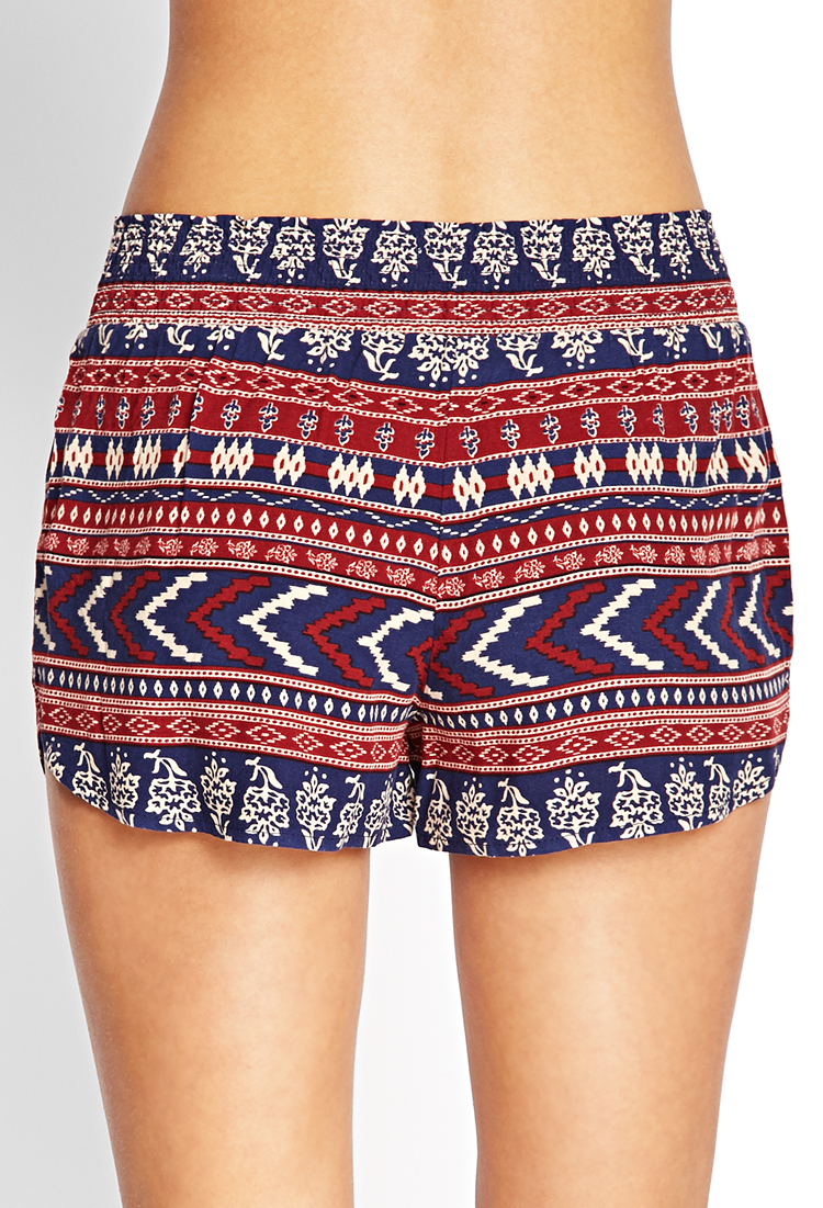 Lyst - Forever 21 Tribal Print Woven Shorts in Blue