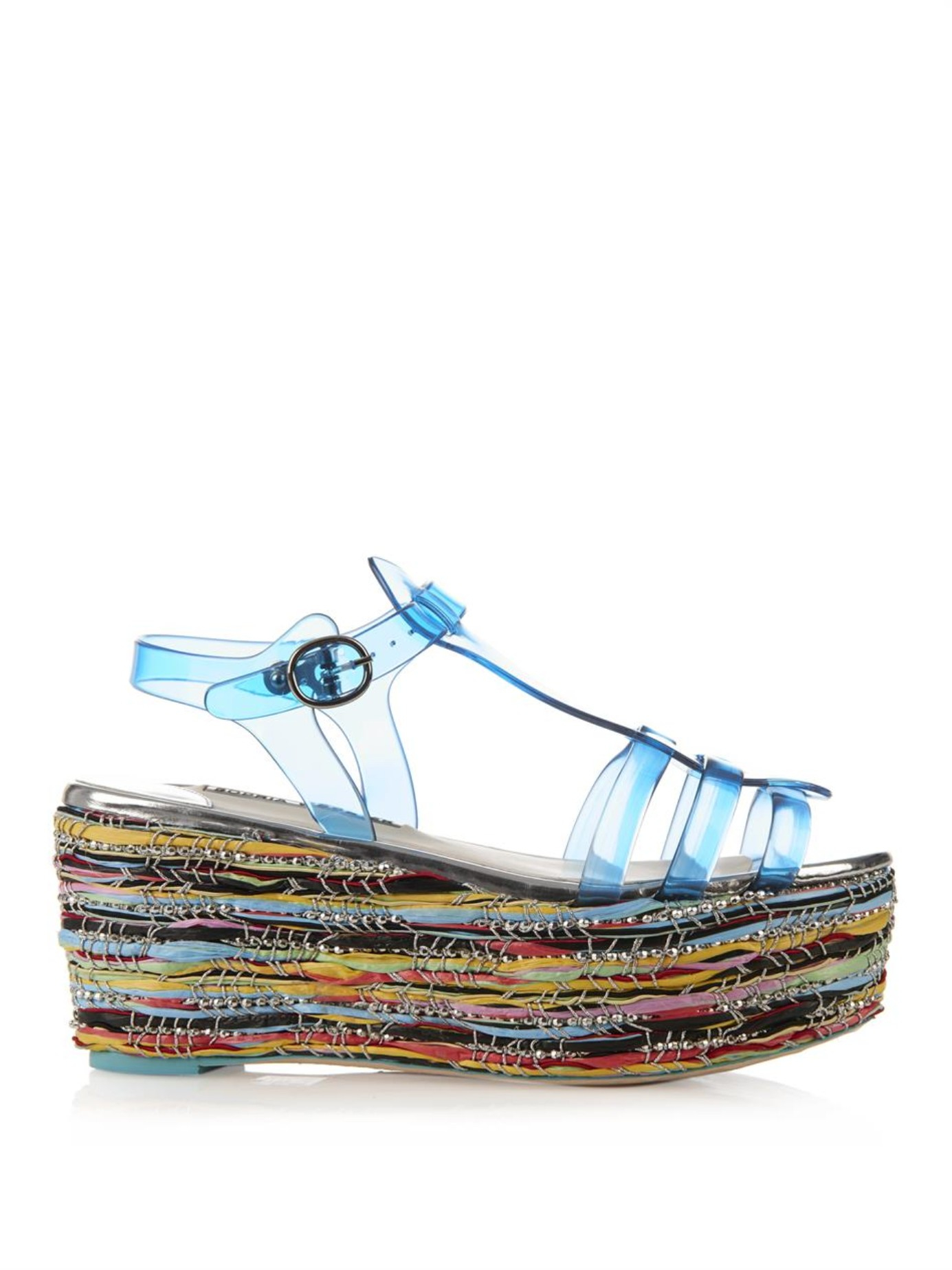 Lyst Sophia Webster Suki Jelly Platform Sandals  in Blue