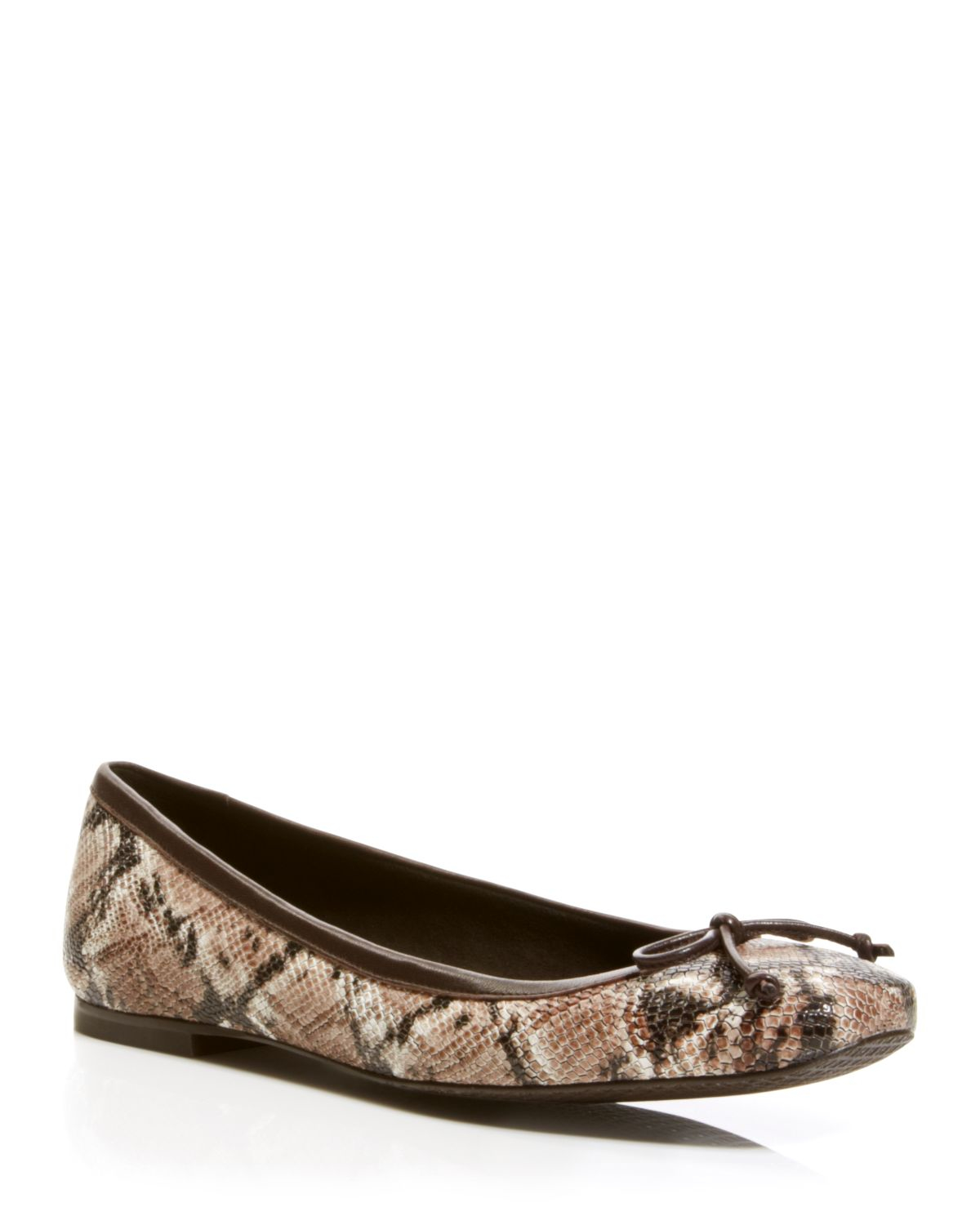 Stuart Weitzman Ballet Flats - Shoestring Snake-Embossed in Brown ...