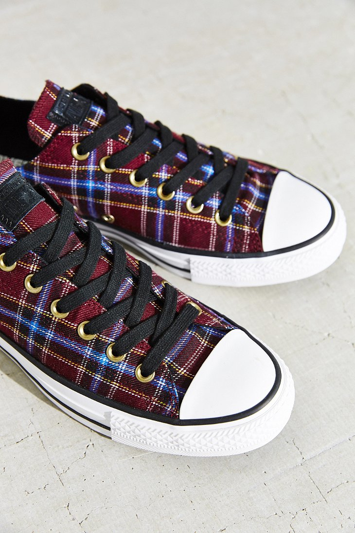 Lyst Converse Chuck Taylor All Star Plaid Low Top Sneaker In Purple