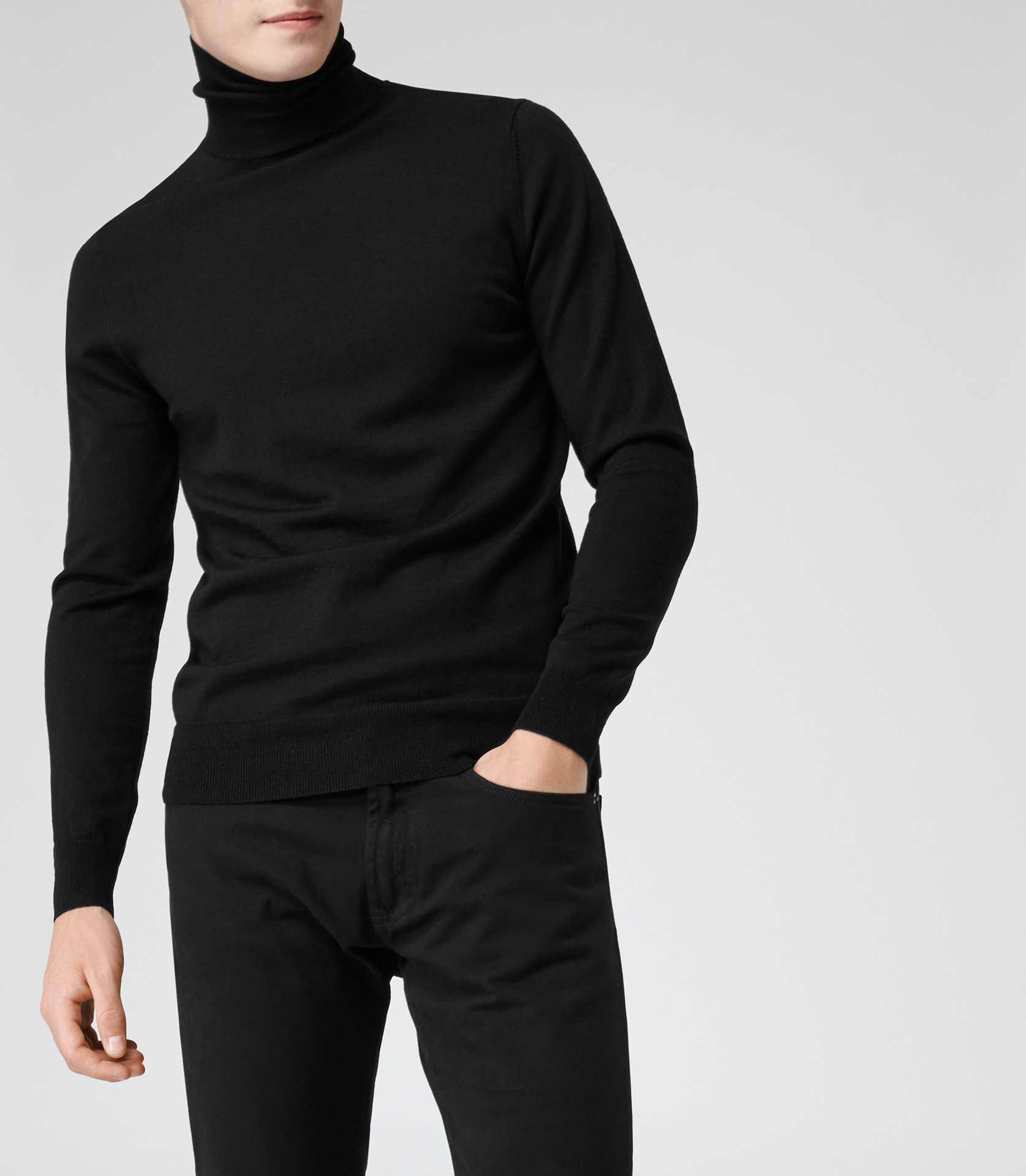 Reiss Note Merino Roll Neck Jumper in Black for Men | Lyst