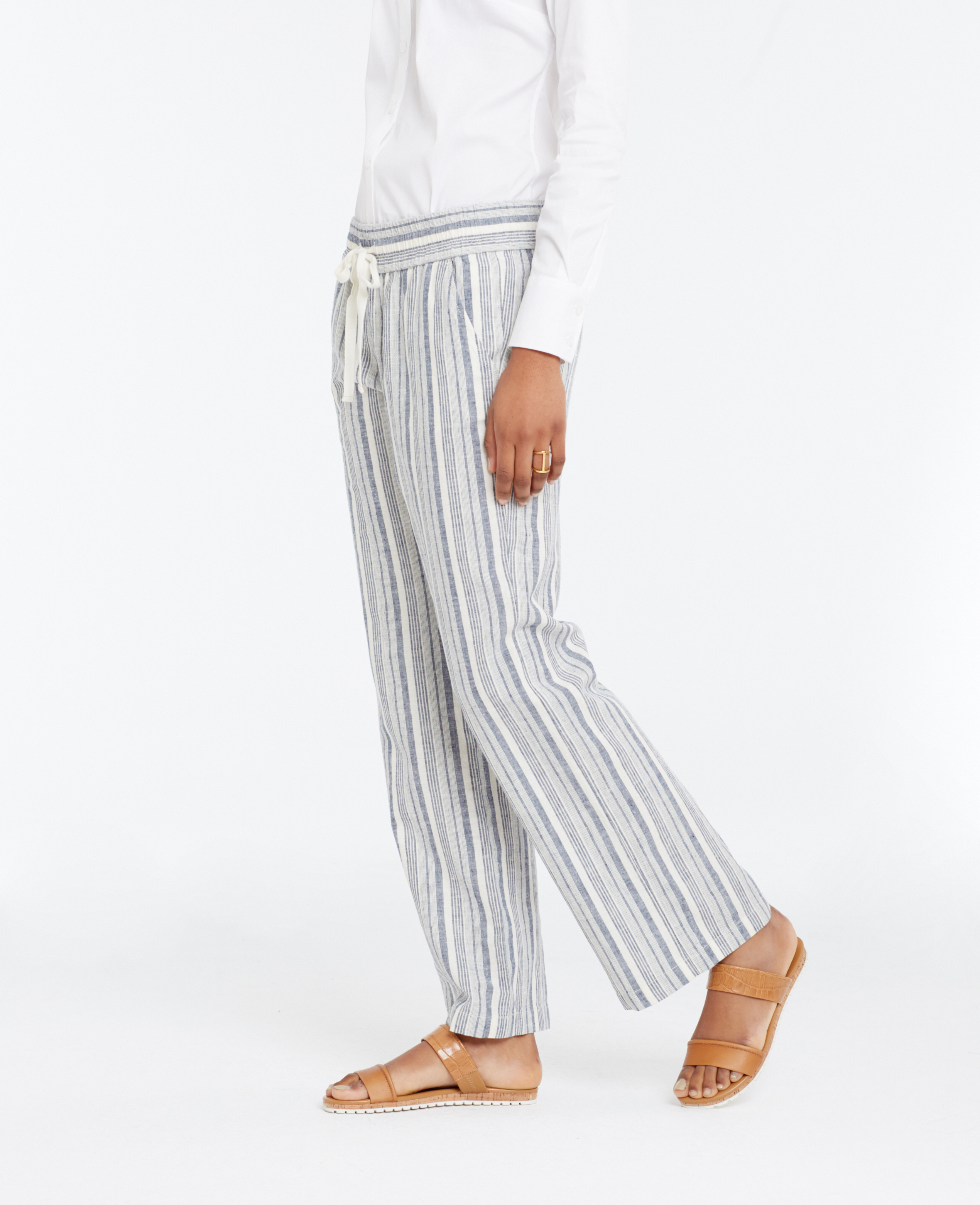 Ann taylor Striped Linen Blend Beach Pants in Blue | Lyst
