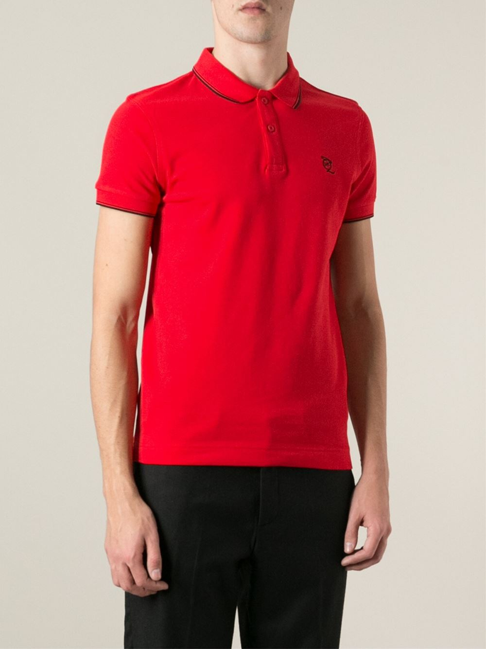 Mcq By Alexander Mcqueen Contrast Trim Polo Shirt in Red for Men | Lyst