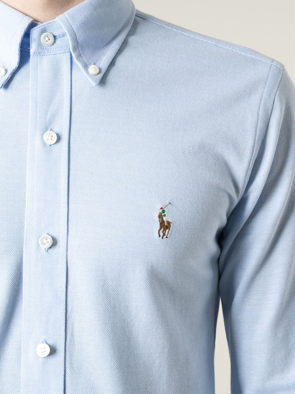 Polo ralph lauren Logo Embroidered Classic Shirt in Blue for Men | Lyst