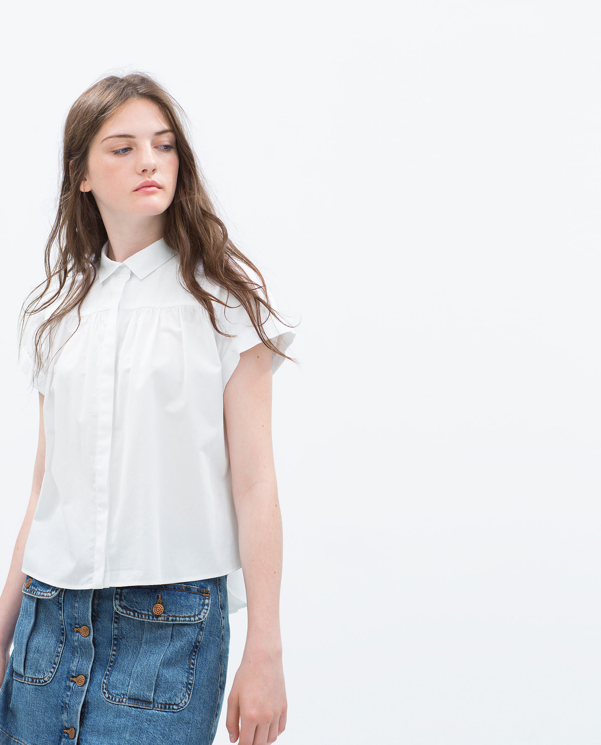 Zara Poplin Shirt in White | Lyst