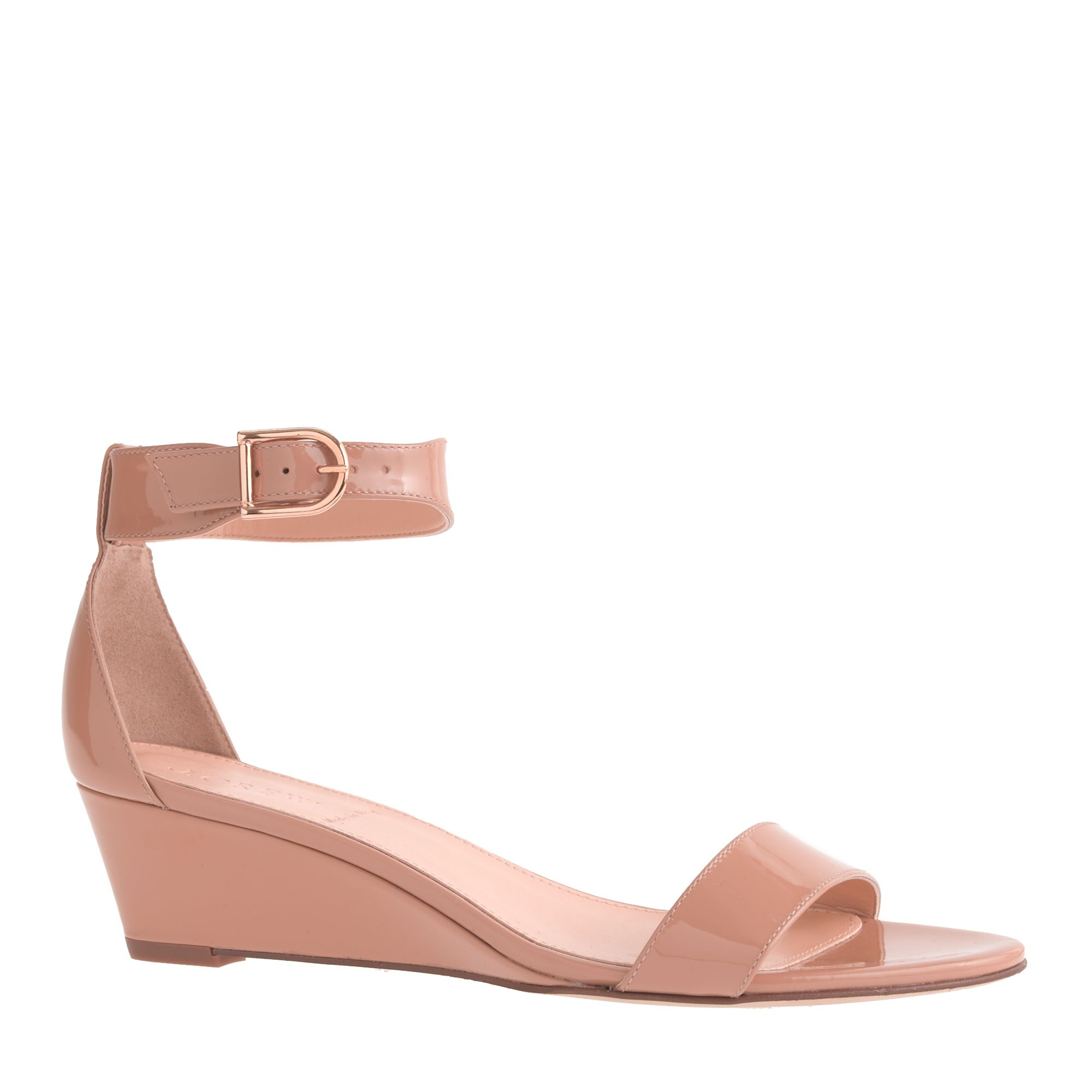 J.crew Lillian Patent Low Wedges in Beige (soft desert) | Lyst