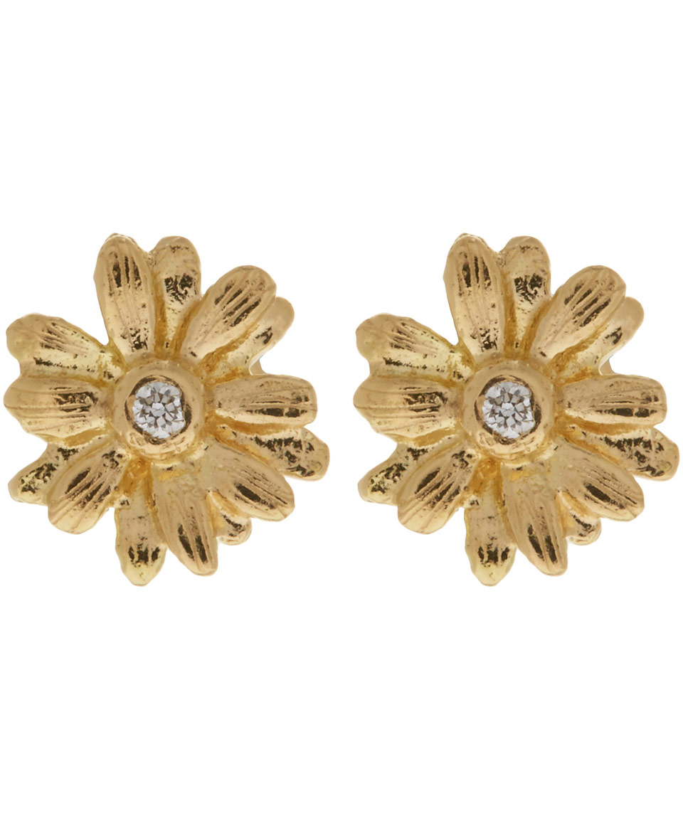 Alex Monroe 18ct Gold Diamond Set Y Tiny Daisy Stud Earrings In Gallery