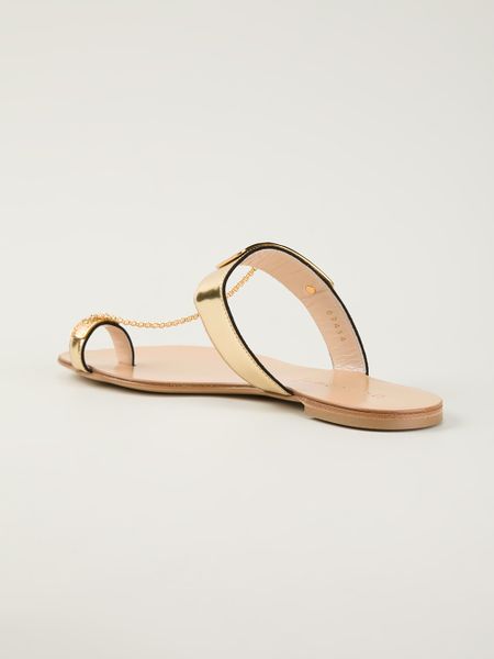 Casadei Chain Detailed Sandals in Gold (metallic) | Lyst