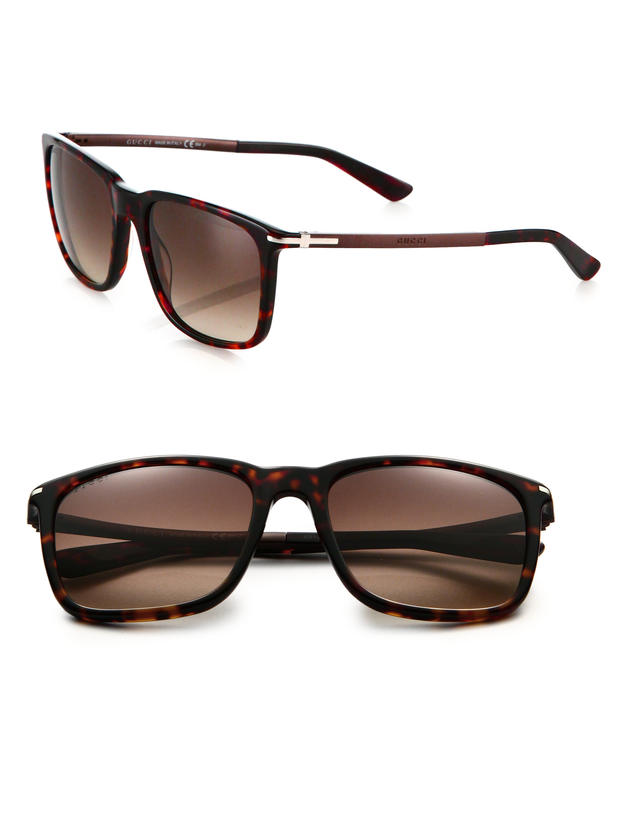 Gucci 55mm Rectangle Sunglasses In Brown For Men Lyst