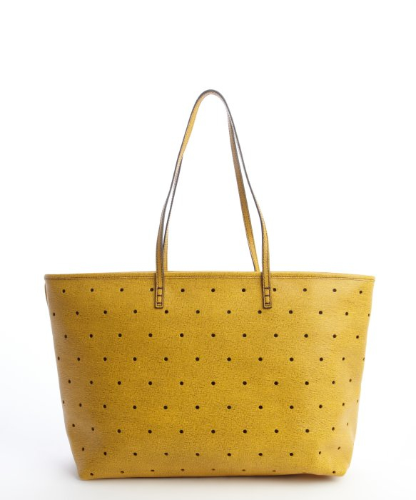 Fendi Yellow Lasercut Leather Shopping Tote Bag in Yellow | Lyst