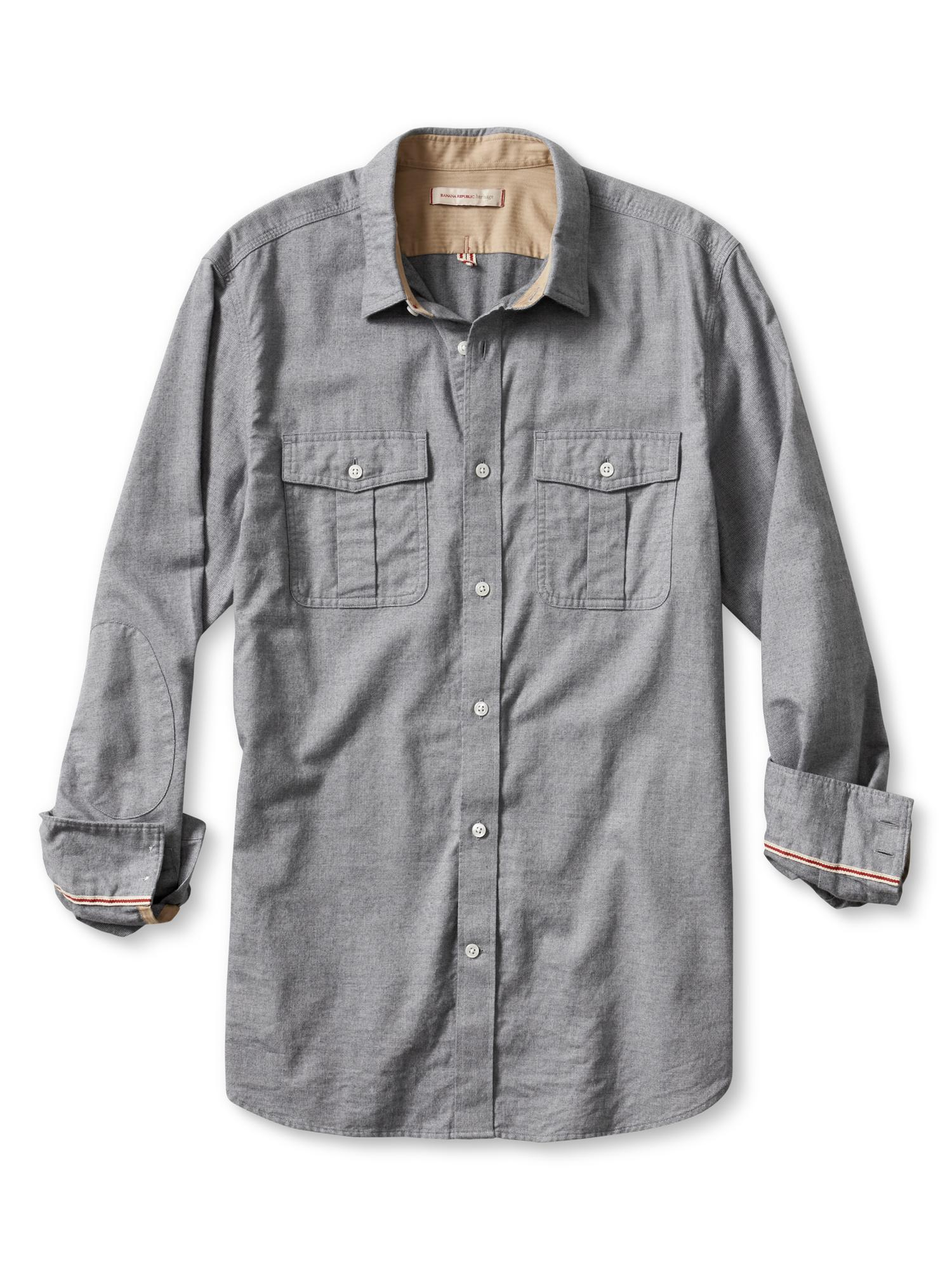 Banana republic Mens Heritage Micro Houndstooth Military Shirt Size S