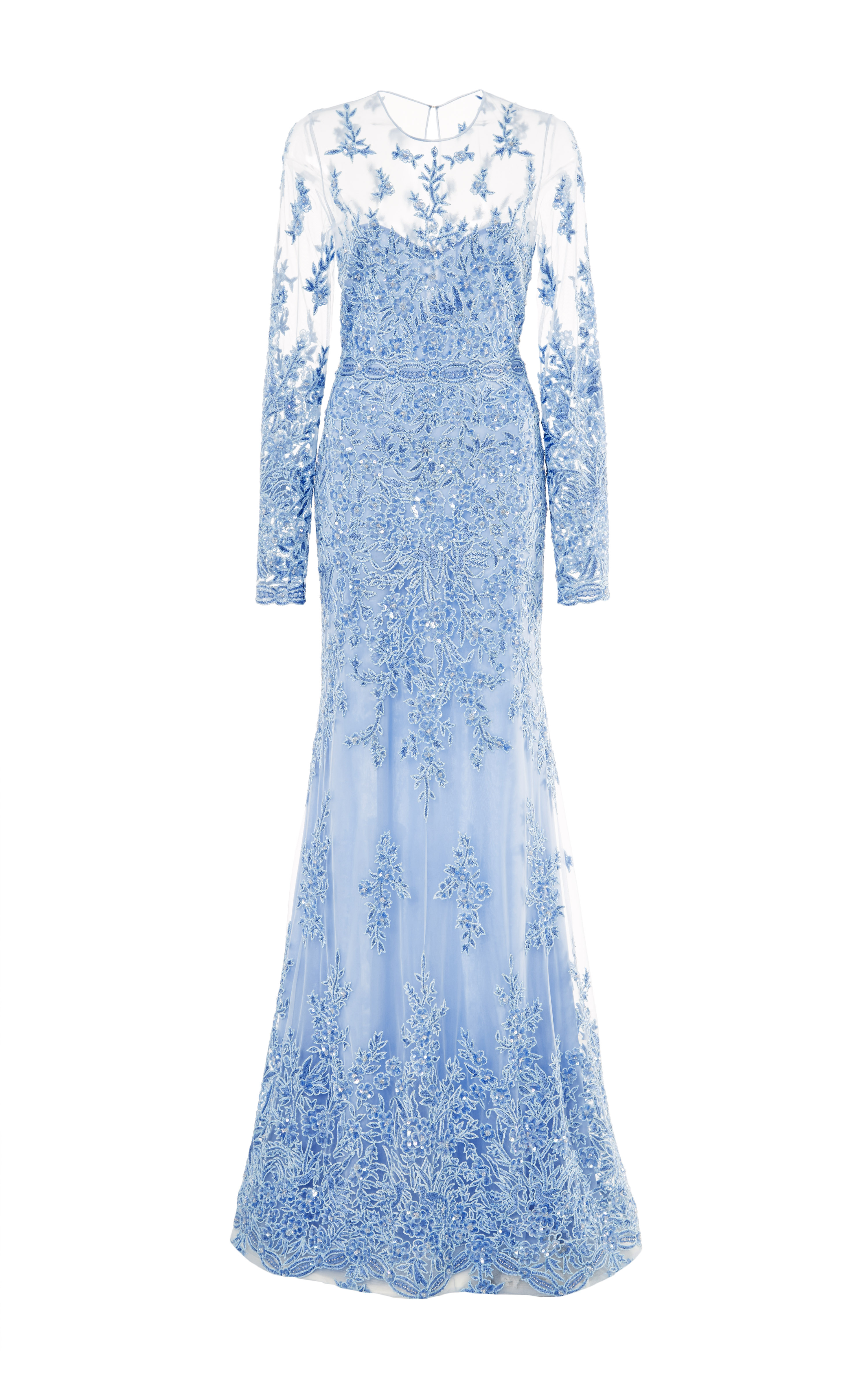Lyst - Naeem Khan Lace Embroidered Gown in Blue