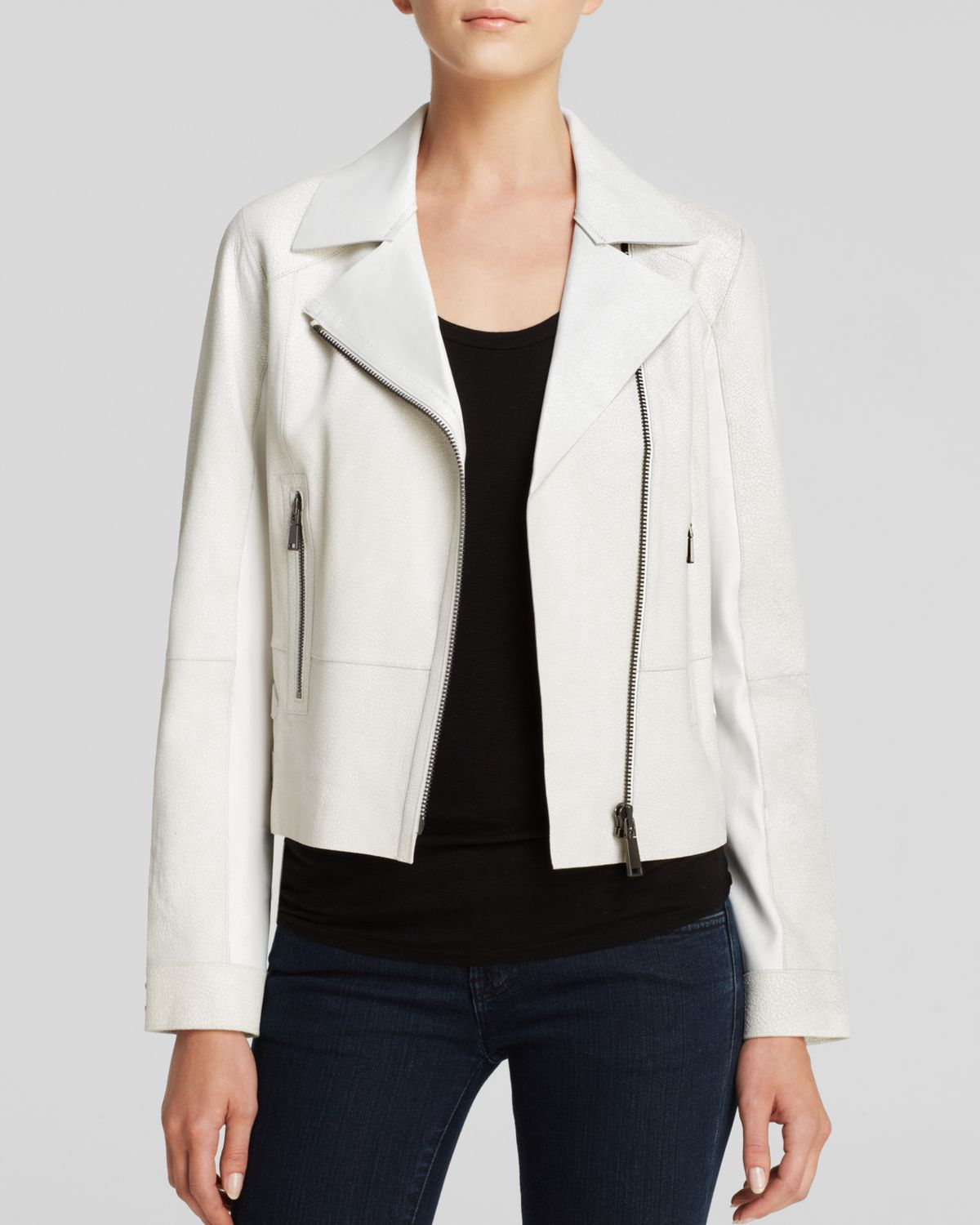 Elie Tahari Ed Leather Roxie Jacket In White Lyst Gallery