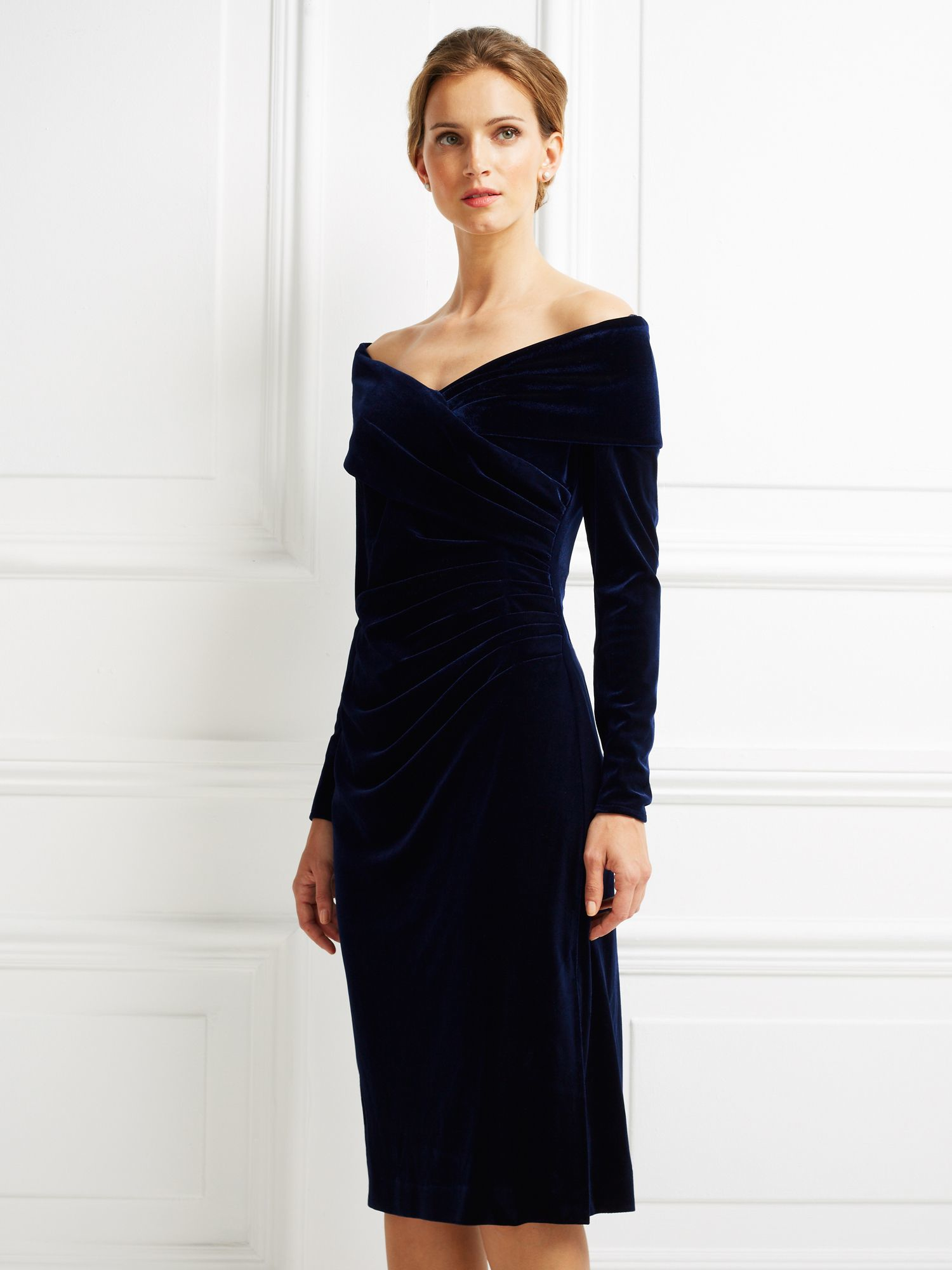 Jacques vert Velvet  Bardot Cocktail  Dress  in Black Lyst
