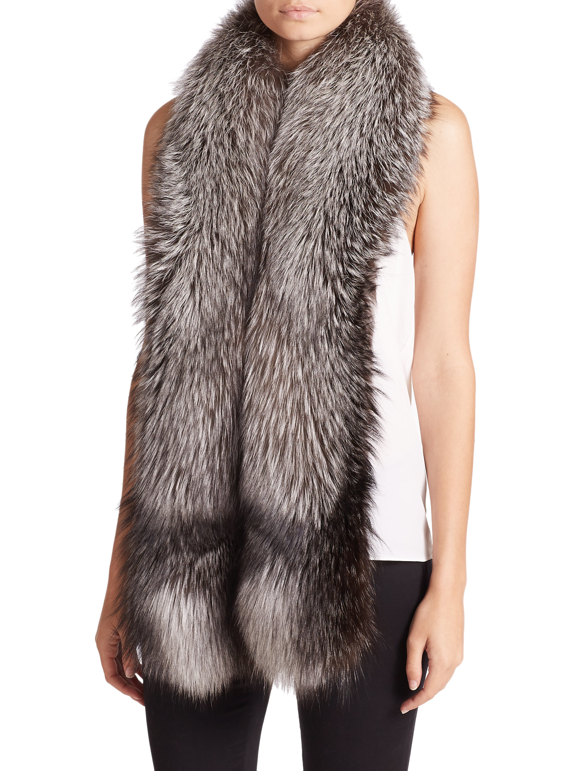 Adrienne landau Fox Fur Infinity Loop Scarf in Gray | Lyst